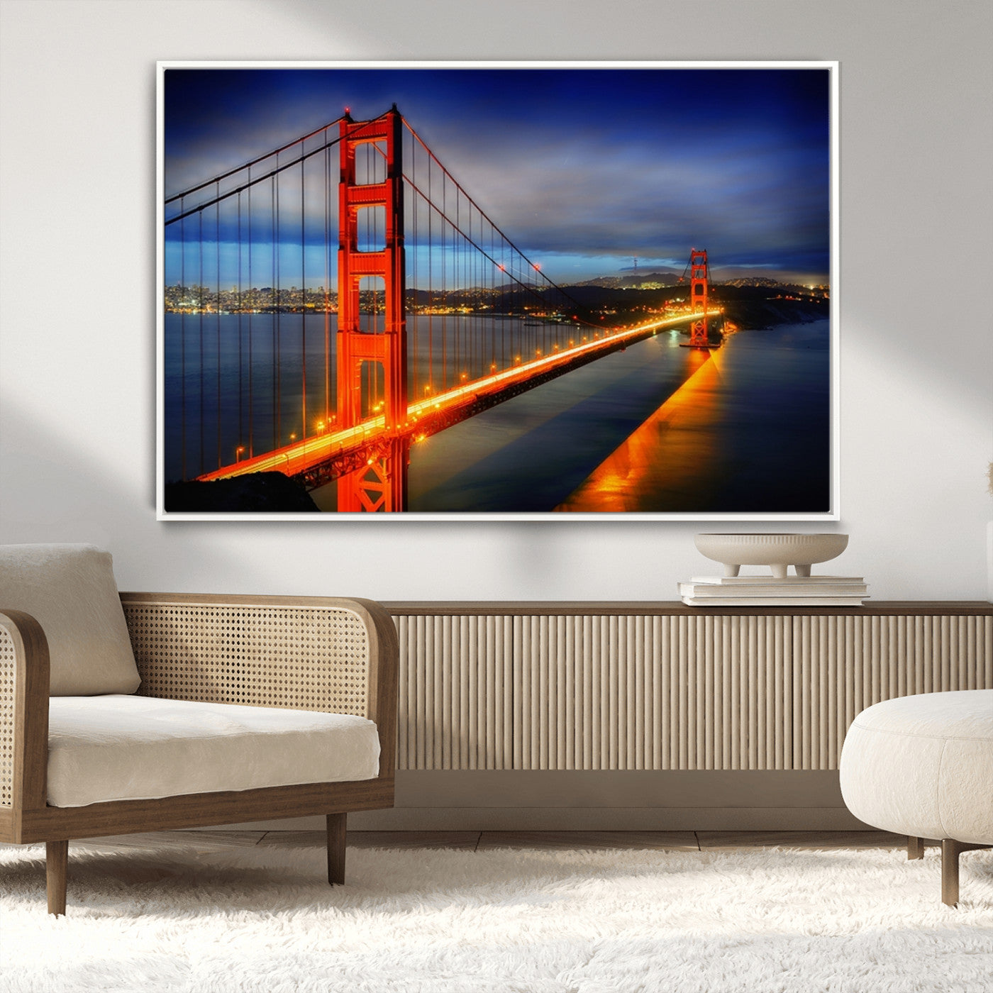 MGV-FC-36X24 - Large Wall Art San Francisco Canvas Print - Wonderful Golden Gate Bridge at Twilight