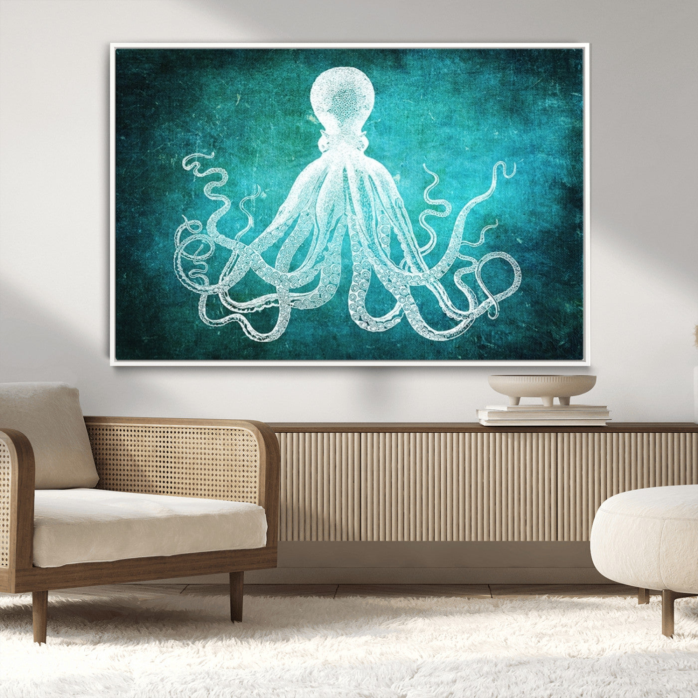 MGV-FC-36X24 - Green Octopus Abstract Wall Art Canvas Print