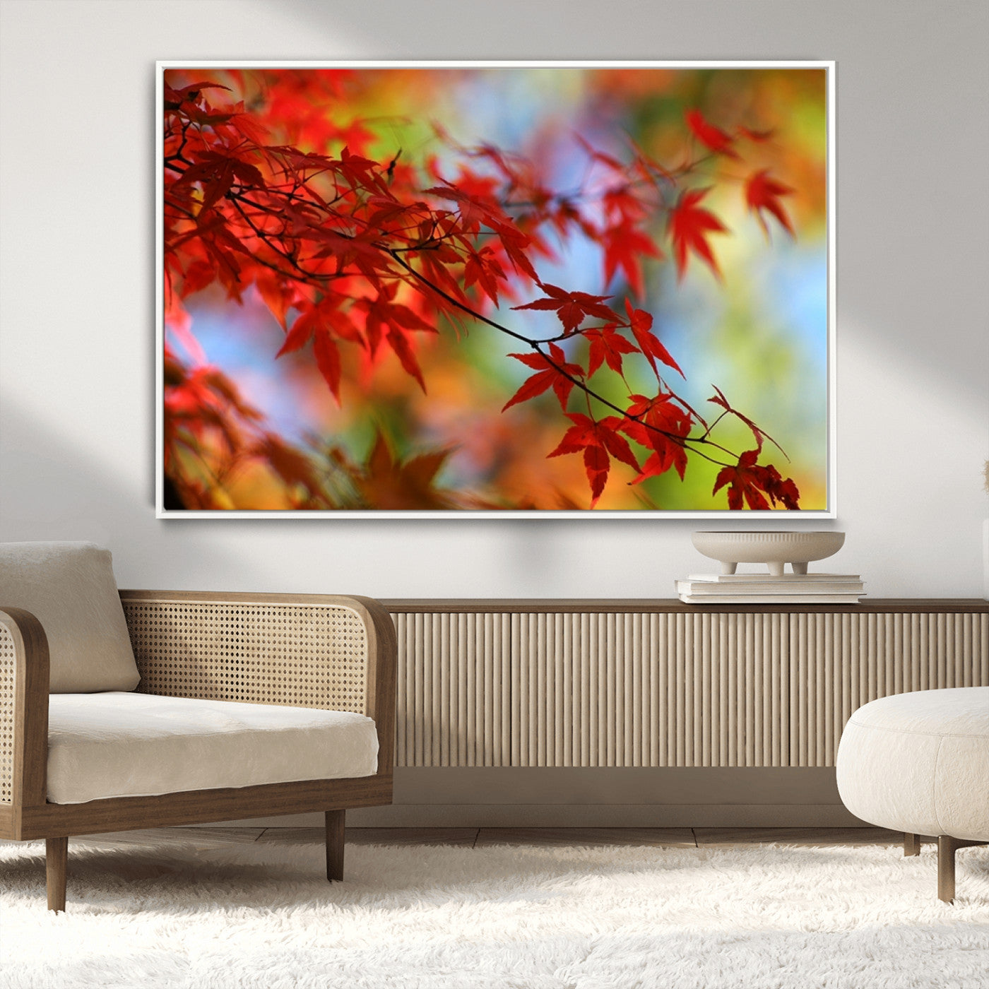 MGV-FC-36X24 - Red Leaves Autumn Forest Wall Art Canvas, Red Leaves Autumn Forest Canvas Print
