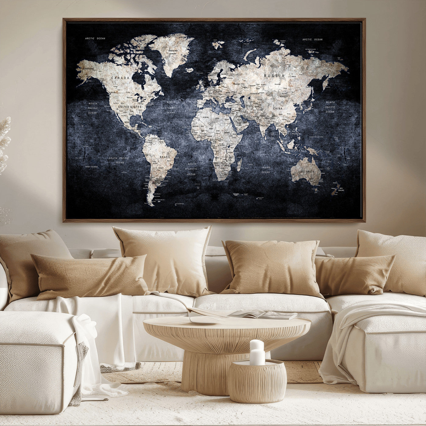 MGV-FC-36X24 - World Map Wall Art Canvas Print for Home and Office Decor