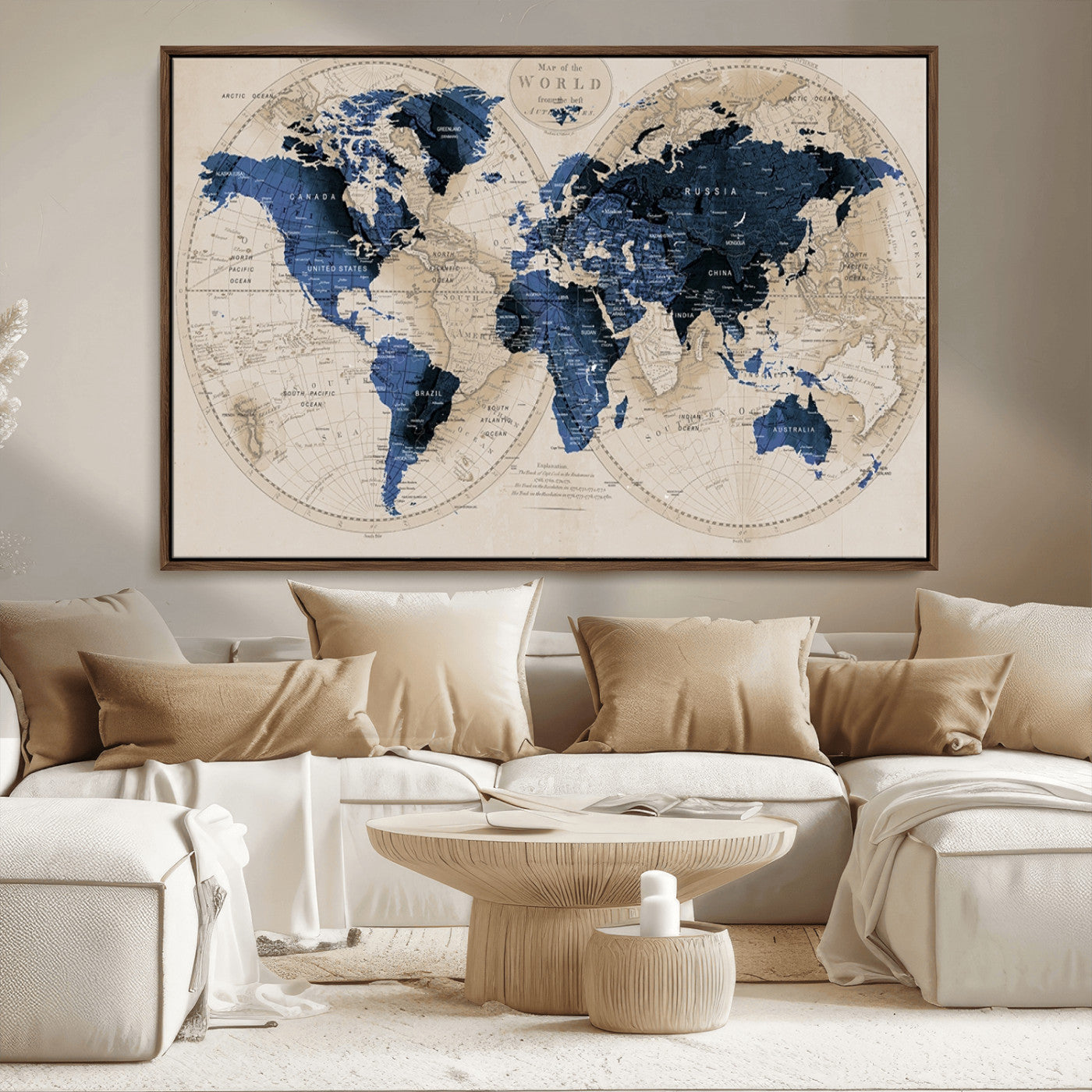 MGV-FC-36X24 - World Map Wall Art Canvas Print for Home and Office Decor