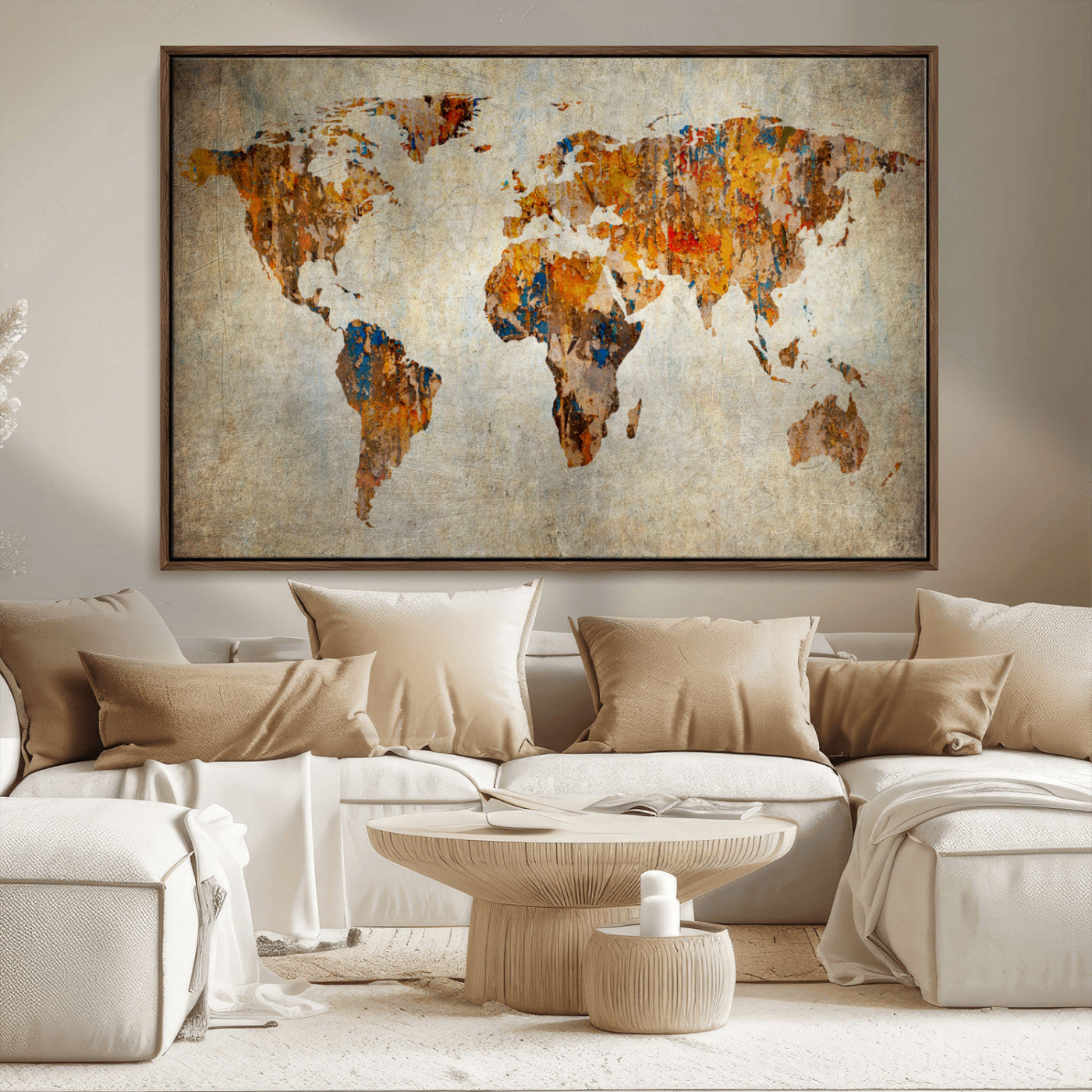 MGV-FC-36X24 - Push Pin World Map Canvas Print – Framed Wall Art for Couples to Track Their Travels – Anniversary