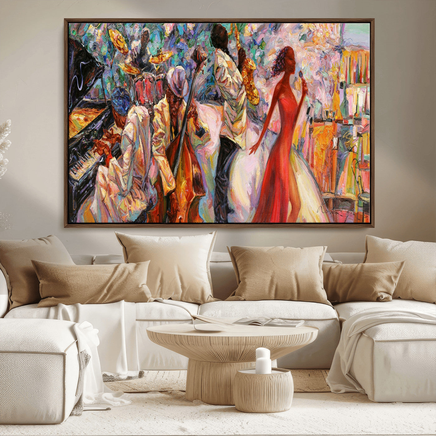MGV-FC-36X24 - Abstract Afro American Jazz Canvas Wall Art | Music-Inspired Painting for Dining Room, Living Room,