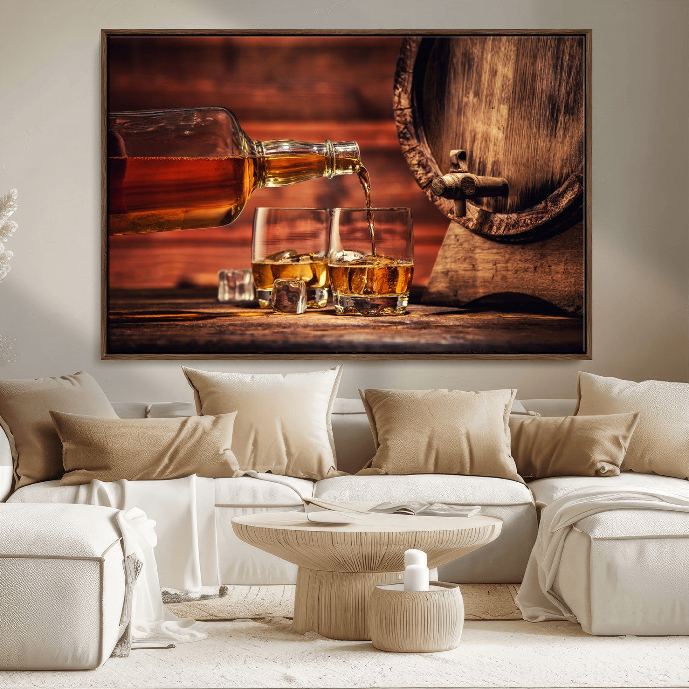 MGV-FC-36X24 - Whiskey and Cigar Canvas Wall Art | 3 Panel Bar Room Decor for Home Lounge, Office, or Man Cave |