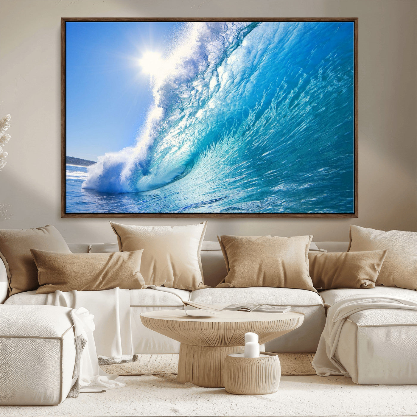 MGV-FC-36X24 - Blue Big Wave Surfing Ocean Canvas Wall Art Artwork Print , Surf Wall Art, Sea Wall Art