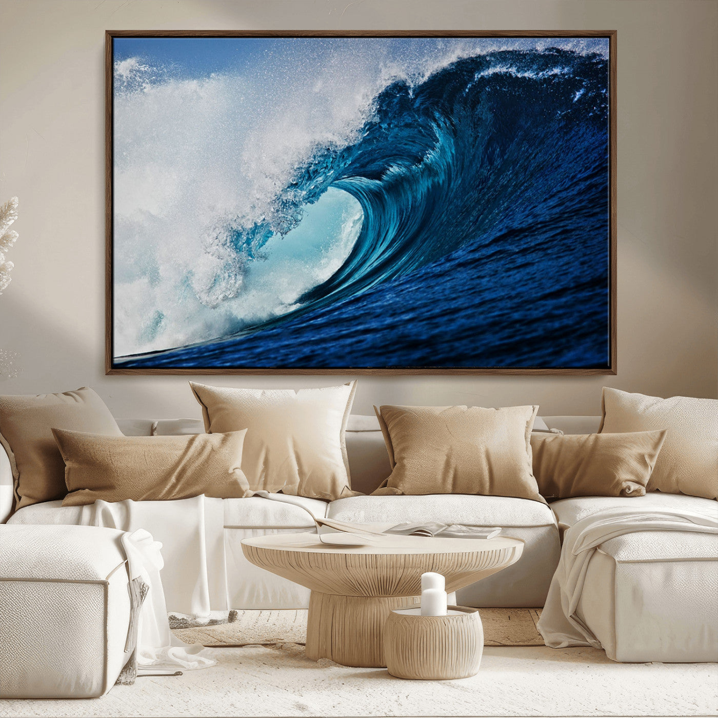 MGV-FC-36X24 - Ocean Wave at Sunset Canvas Art, Large Wall Print of Vibrant Water Waves, Coastal Art for Living Room and Dining Room Decor