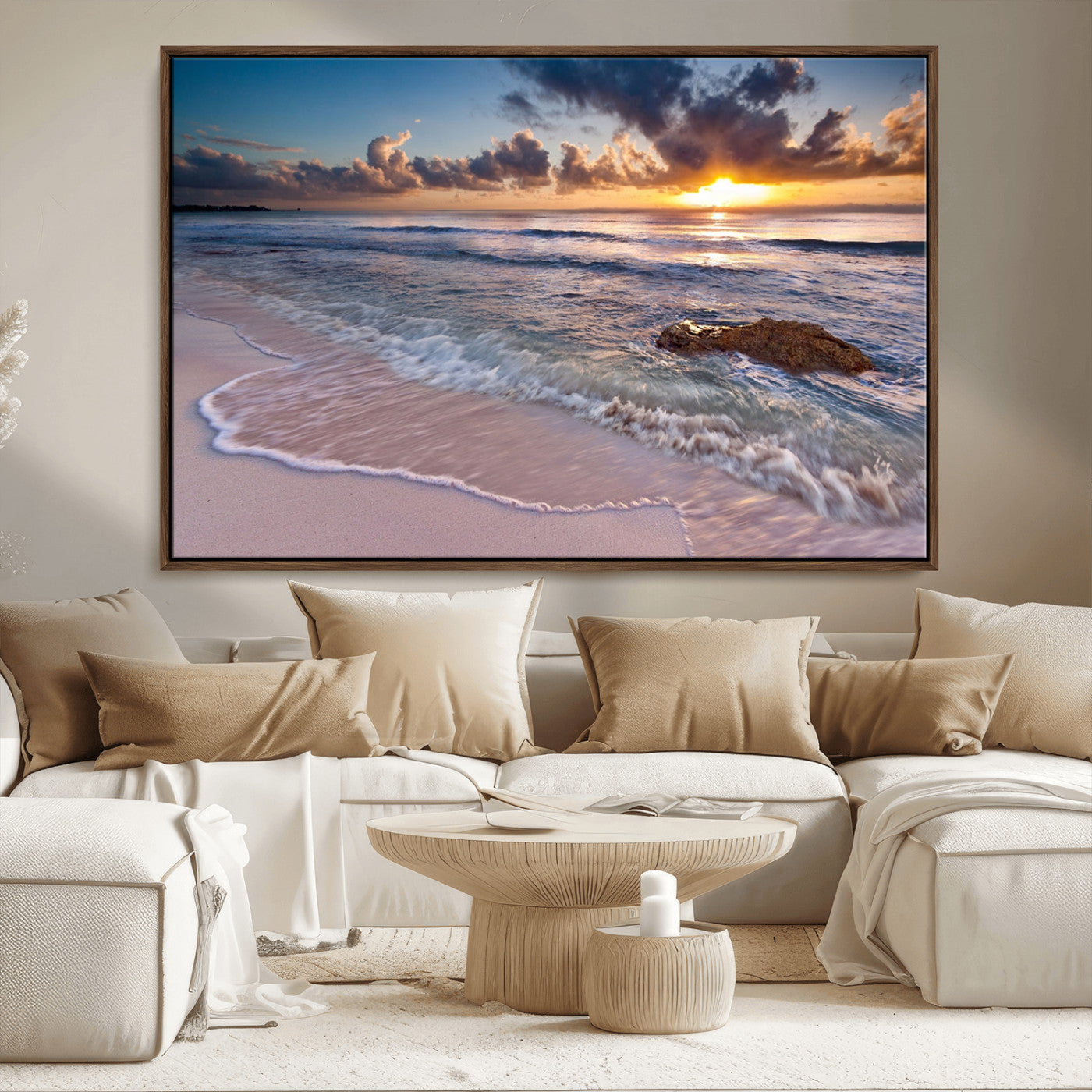 MGV-FC-36X24 - Sea Ocean Sunset Beach Wall Art Canvas Print