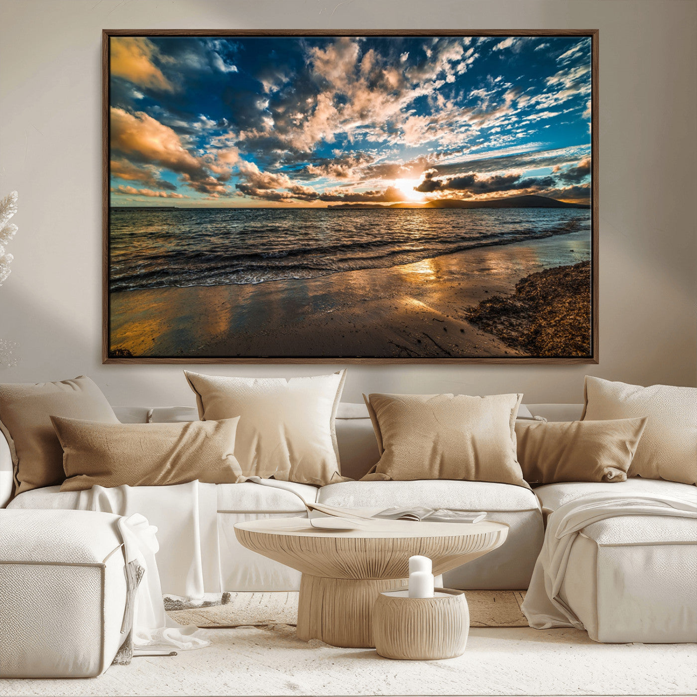 MGV-FC-36X24 - Beach Wall Art - Stunning Ocean Sunset Canvas Print with Coastal Design for Elegant and Relaxing