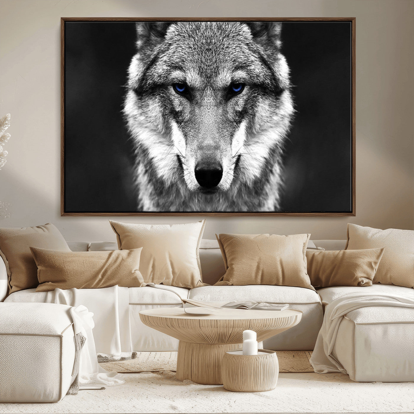 MGV-FC-36X24 - Black and White Wild Wolf Wall Art Canvas Print