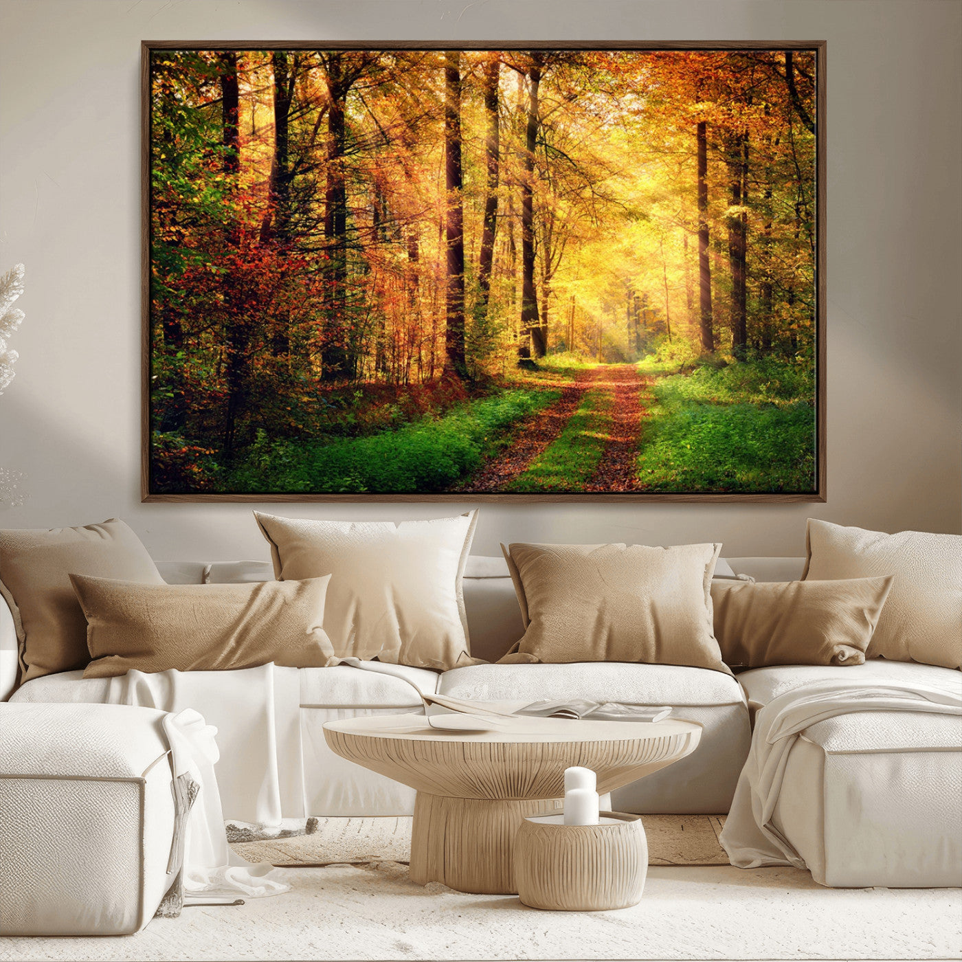 MGV-FC-36X24 - Forest Fall Wall Art Print - Sunlight Through Trees Wall Art Canvas Print