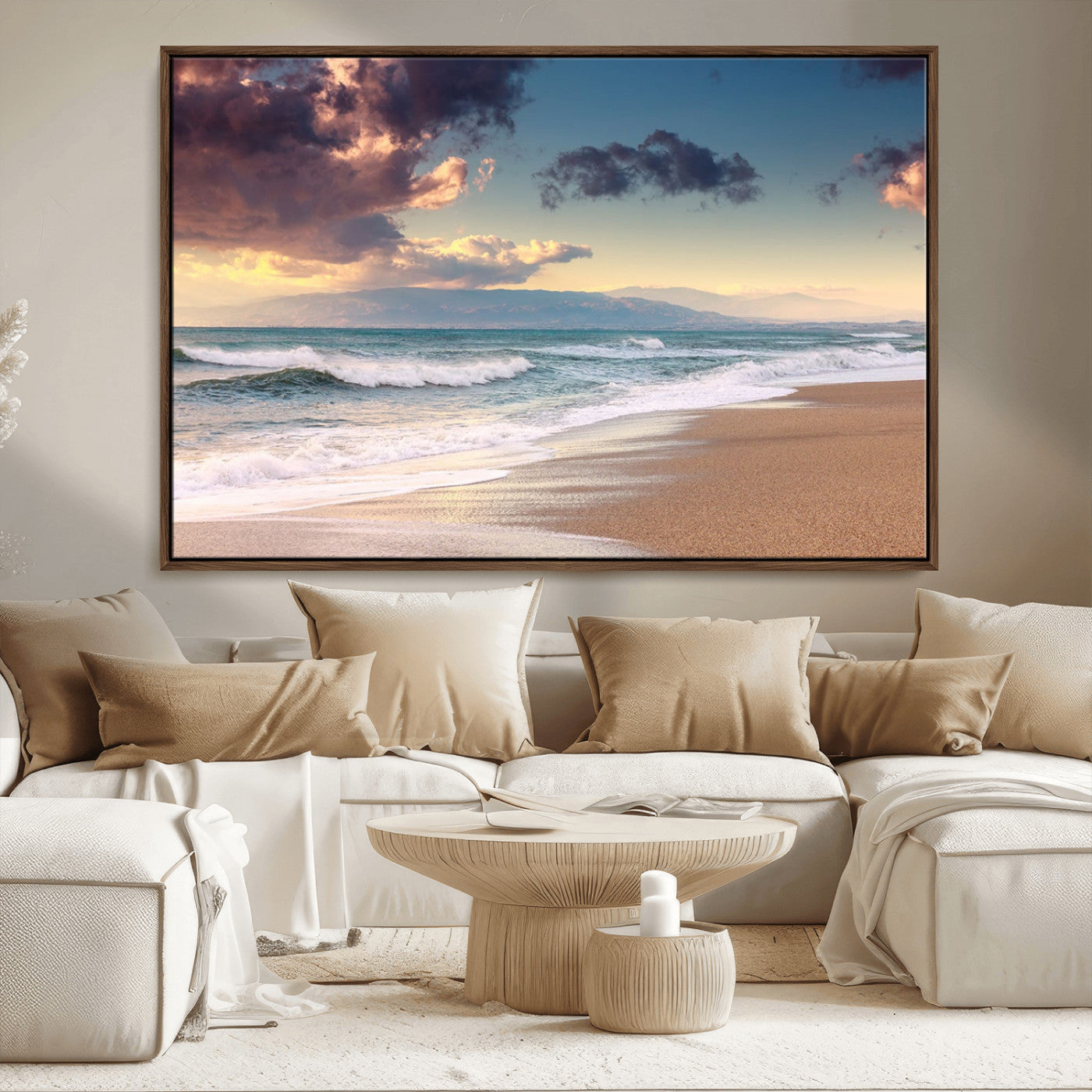 MGV-FC-36X24 - Cloudy Weather Beach Sunset Canvas Print | Sunrise Wall Art Canvas Print