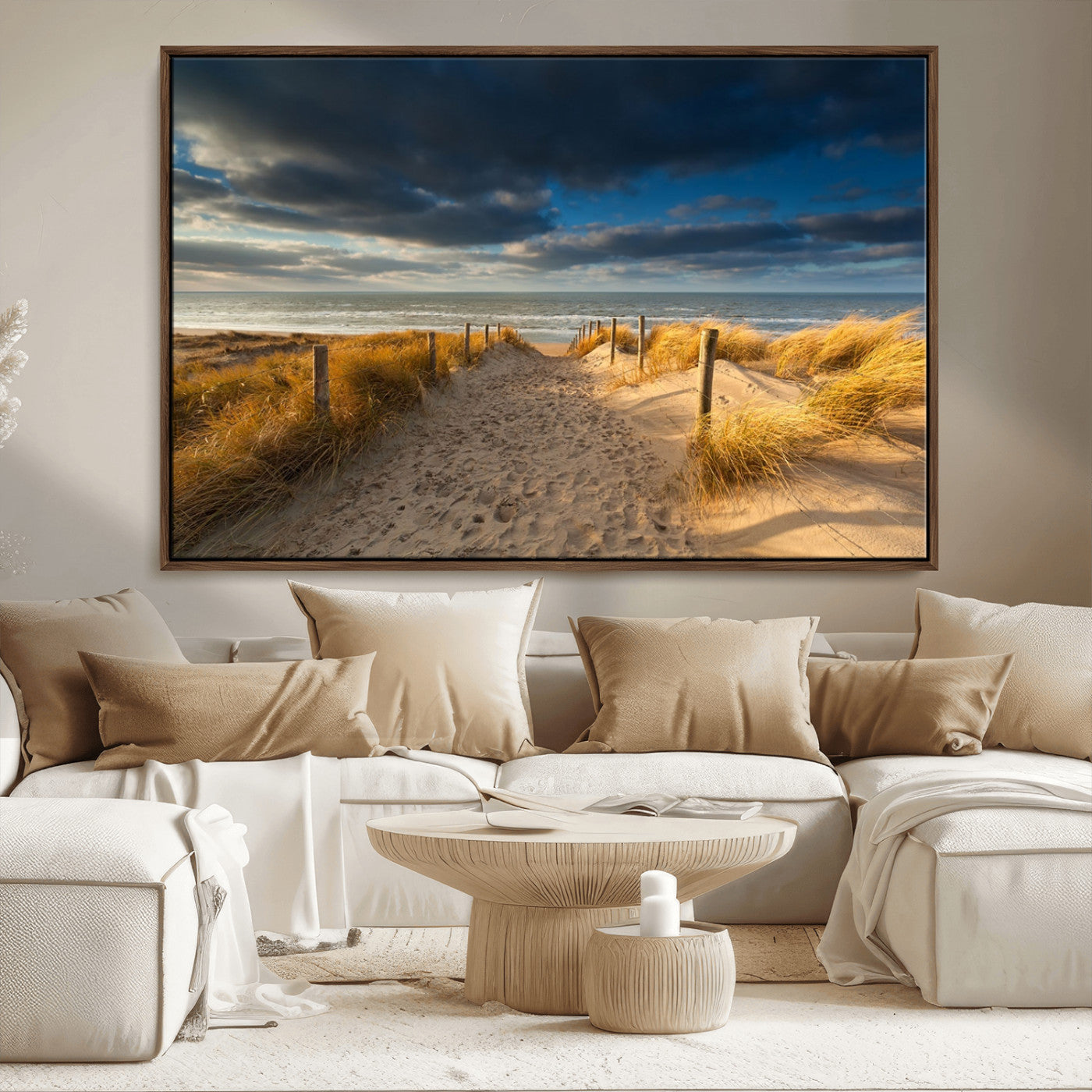 MGV-FC-36X24 - Ocean Beach Dark Clouds Wall Art Canvas Print