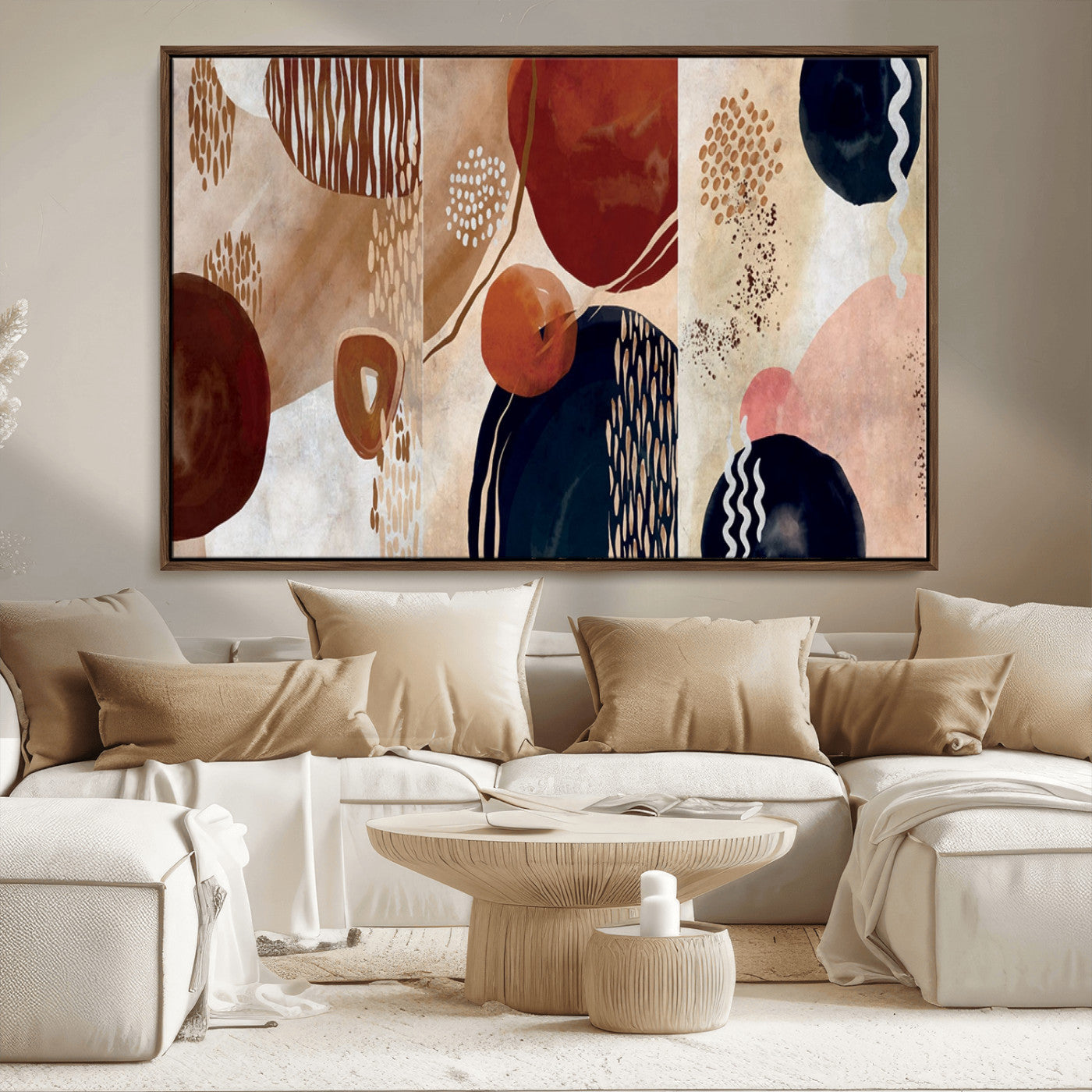 MGV-FC-36X24 - Boho Wall Art Canvas Print Set Mid-Century Prints Bohemian Wall Artwork Prints Boho Neutral