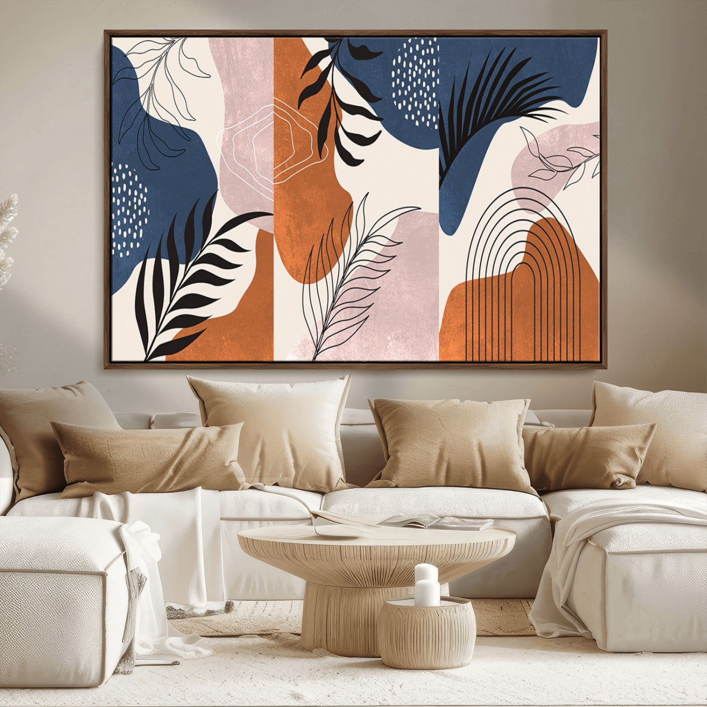 MGV-FC-36X24 - Boho Wall Art Canvas Print Set Mid-Century Prints Bohemian Wall Artwork Prints Boho Neutral,