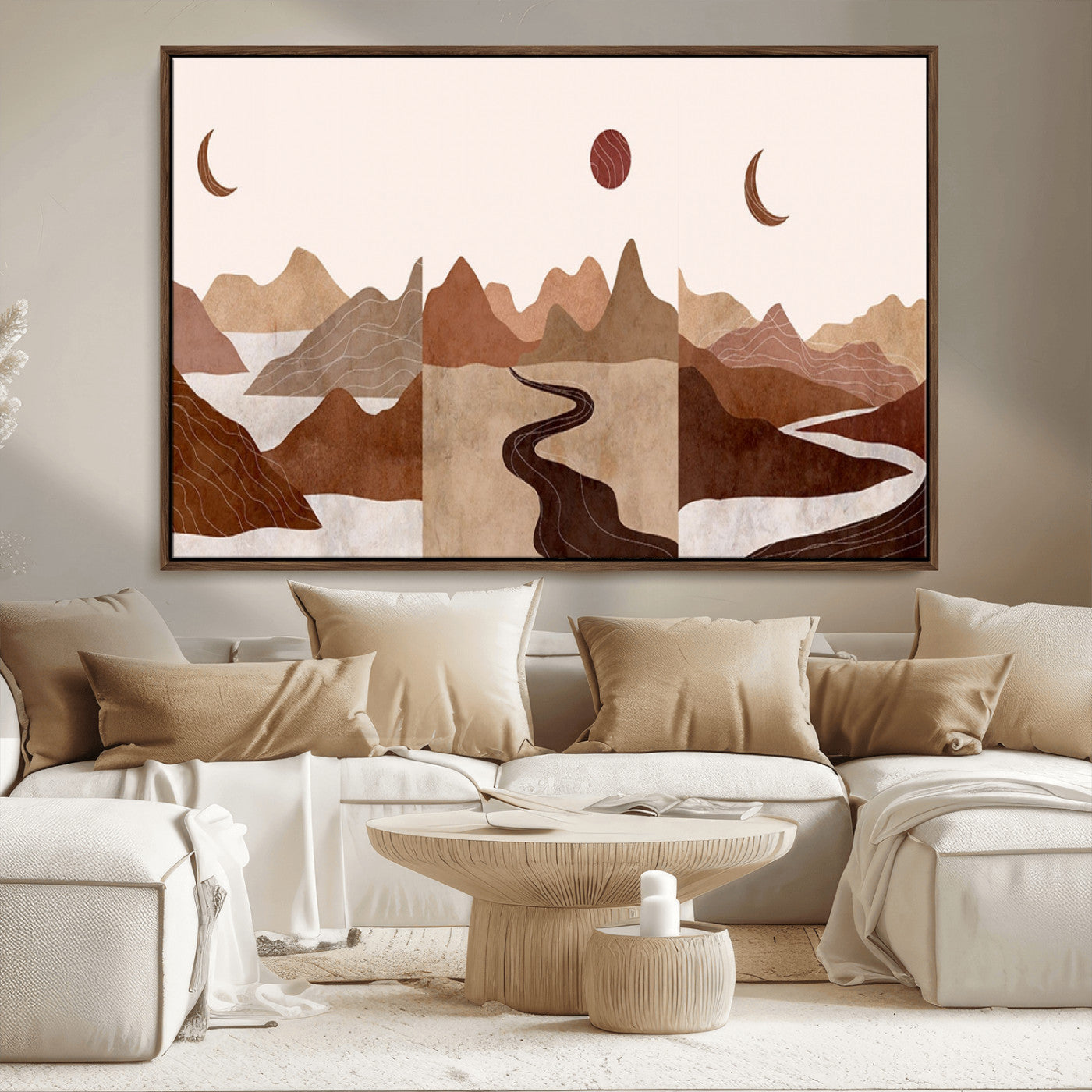 MGV-FC-36X24 - Boho Wall Art Canvas Print Set Mid-Century Prints Bohemian Wall Artwork Prints Boho Neutral