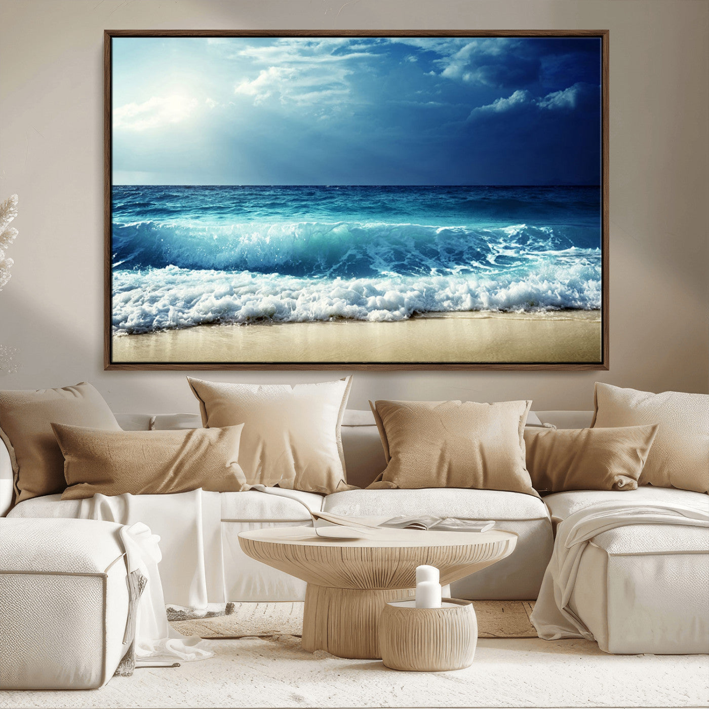 MGV-FC-36X24 - Majestic Ocean Wave Wall Art Canvas | 3 Panel Large Seascape Print for Living Room, Bedroom, Office Decor, Ready to Hang