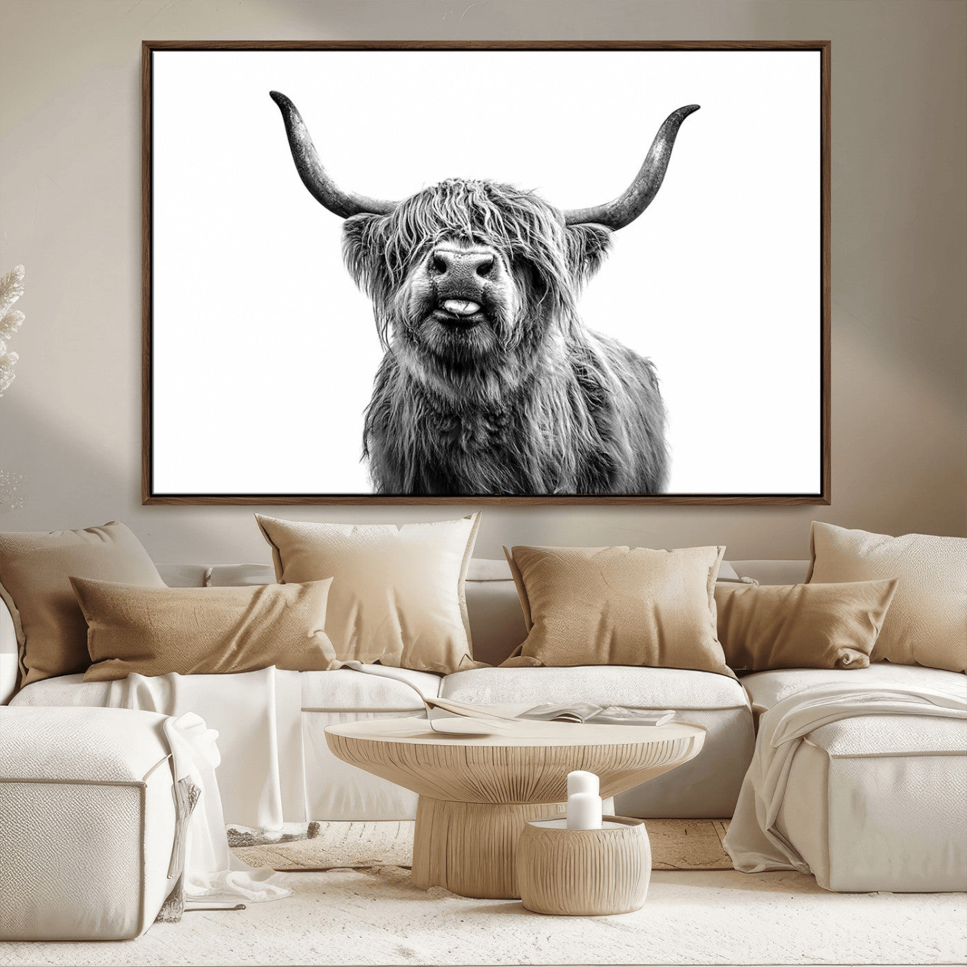 MGV-FC-36X24 - Fanny Scottish Highland Cow Cattle Art Print Farmhouse Wall Art Canvas Print