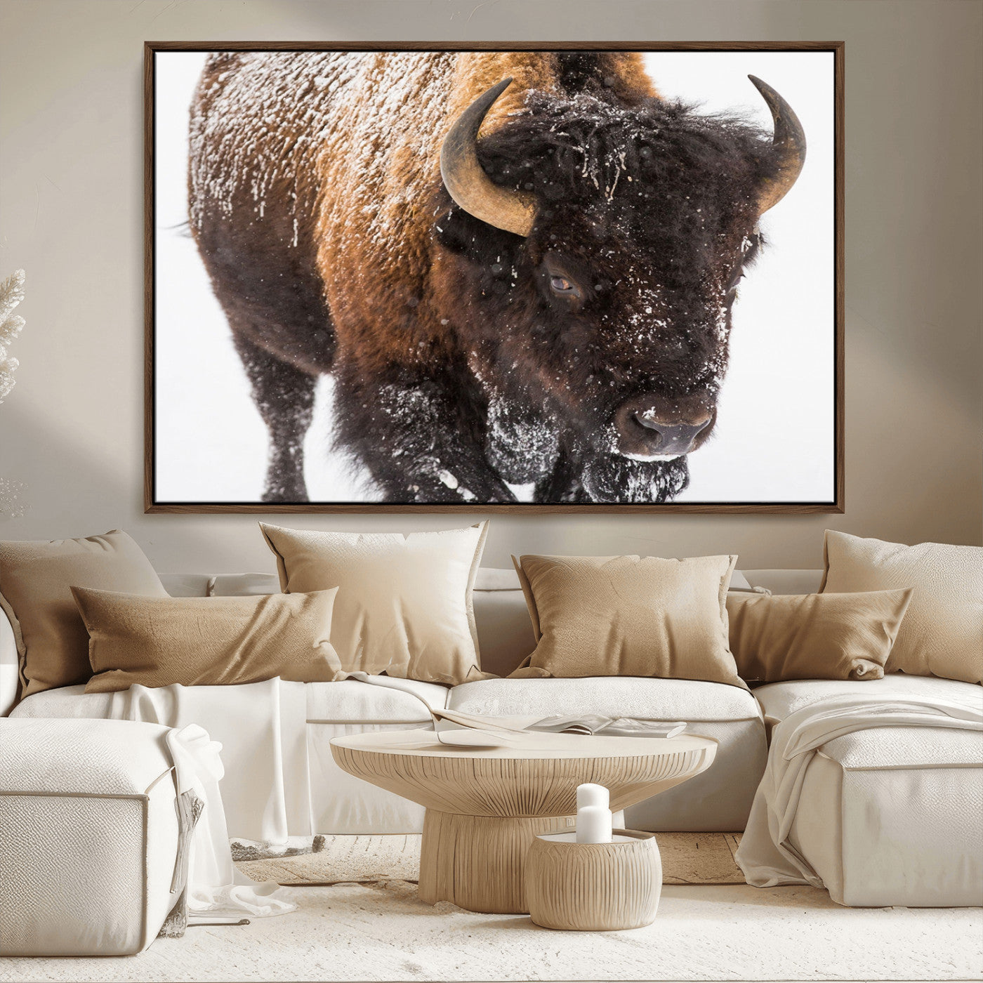 MGV-FC-36X24 - Bison Wall Art Canvas Print For Farmhouse, Wild Animal Wall Art