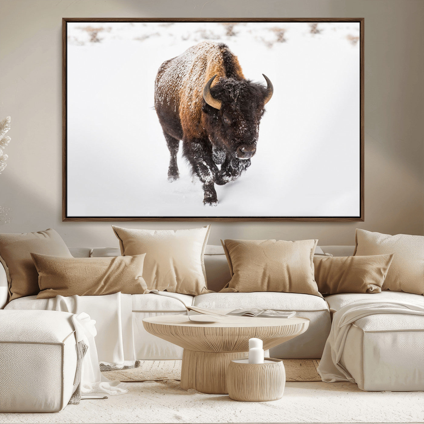MGV-FC-36X24 - Bison Winter Wall Art Canvas Print For Farmhouse Decor