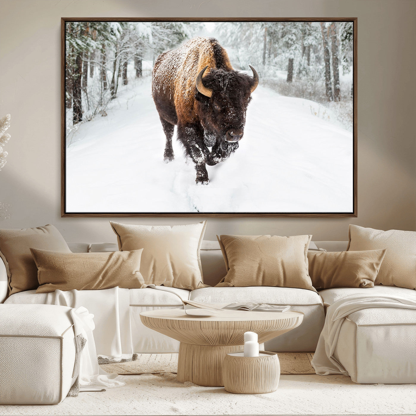 MGV-FC-36X24 - Bison Wall Art Canvas Print For Farmhouse, Animal Canvas Print, Wild Animal Wall Art