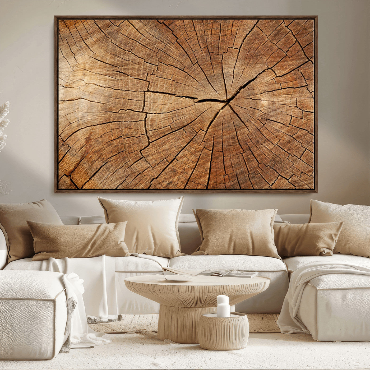 MGV-FC-36X24 - Tree Ring Canvas Art, Rustic Wood Grain Wall Art, Tree Slice Decor for Modern Homes, Giclee Multi-Panel Print, Tree Ring Wall Art Set