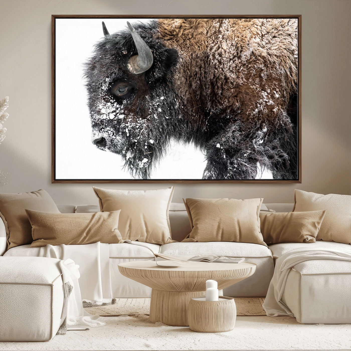MGV-FC-36X24 - American Bison Wall Art Print | Buffalo Canvas Wall Art |  Framed and Ready to Hang Bison Print for Living Room or Office
