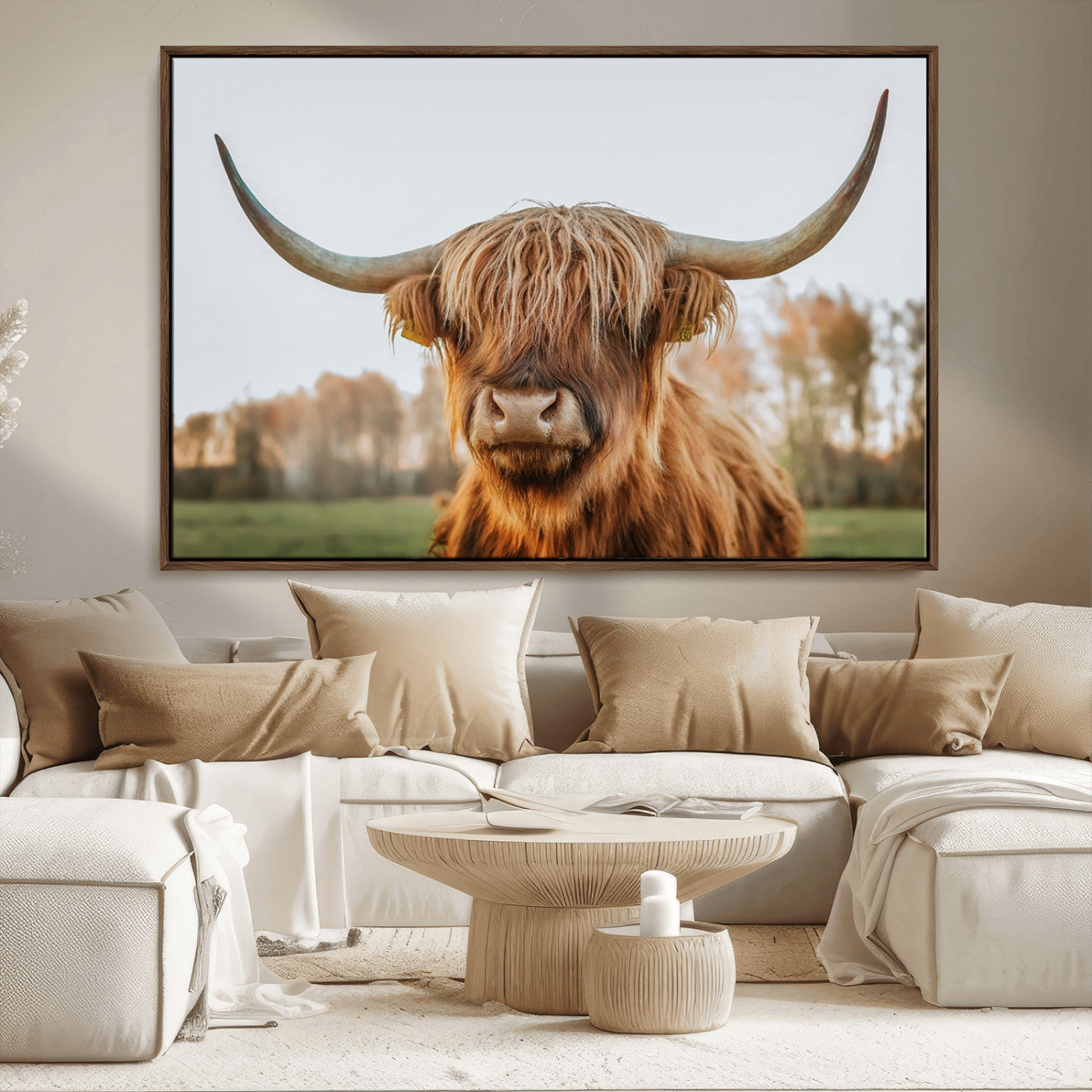 MGV-FC-36X24 - Highland Cow Animal Scottish Cattle Art Print Farmhouse Wall Art Canvas Print
