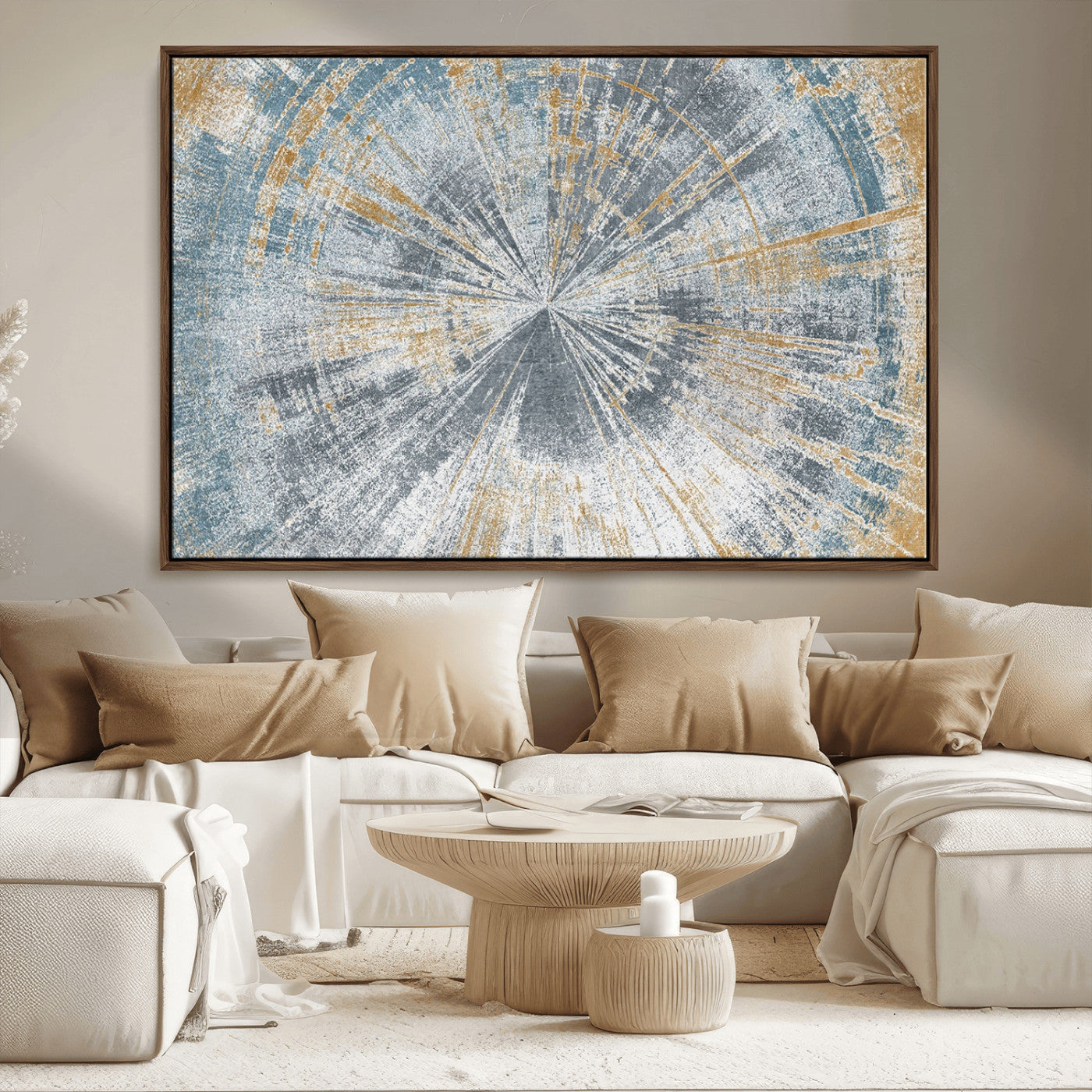 MGV-FC-36X24 - Radiant Abstract Wood Rings Canvas Art – Modern Triptych Wall Decor for Living Room or Farmhouse Decor