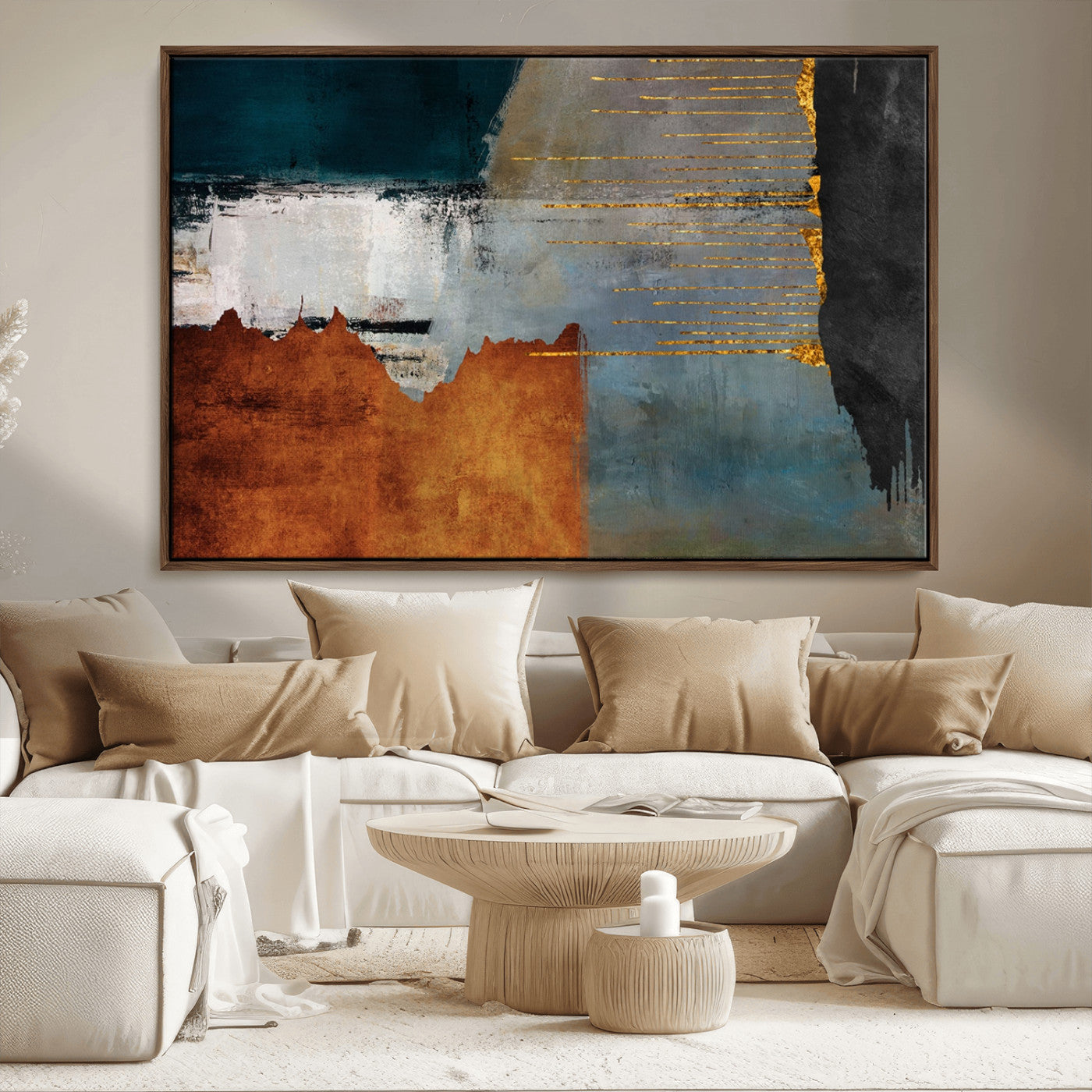 MGV-FC-36X24 - Modern Abstract Canvas Art Canvas Print - Framed and Ready to Hang Artwork for Contemporary Living Room or Office Decor