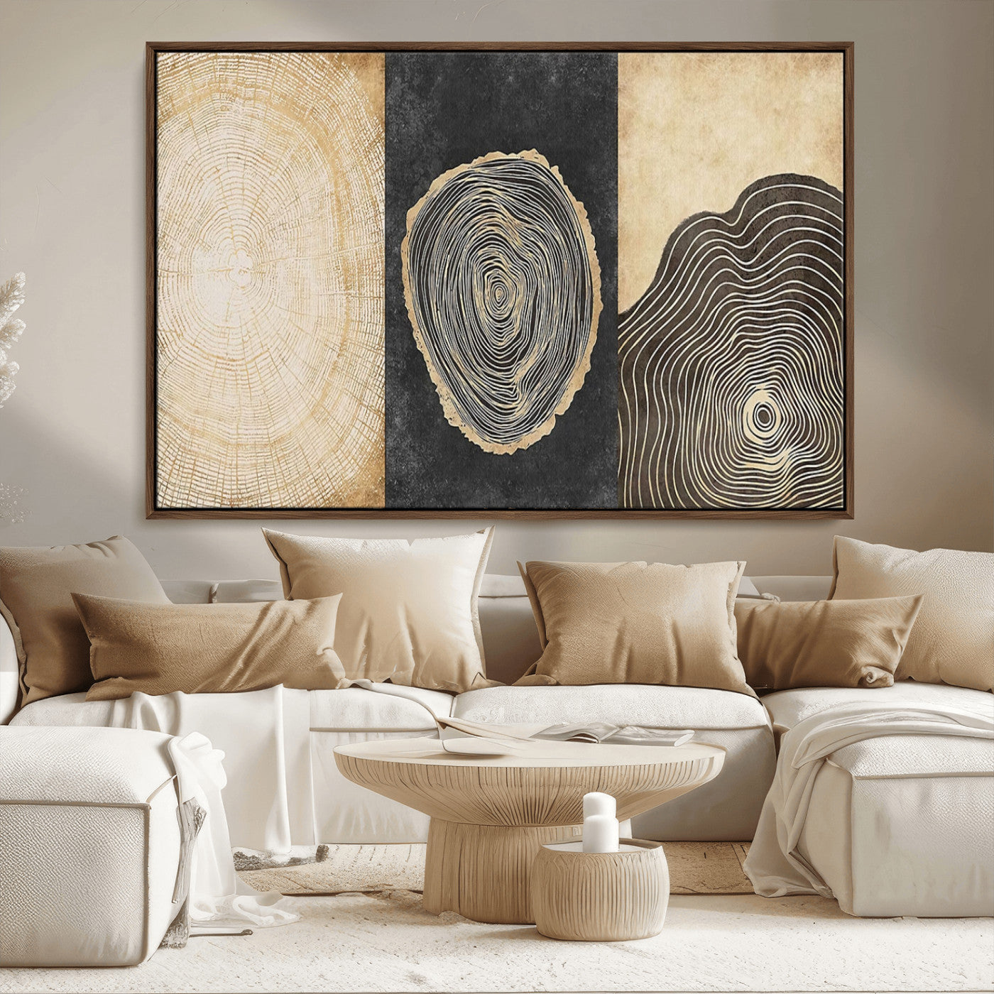 MGV-FC-36X24 - Tree Rings Canvas Wall Art Print – Minimalist Natural History in Modern Decor - Minimalist Boho Wall