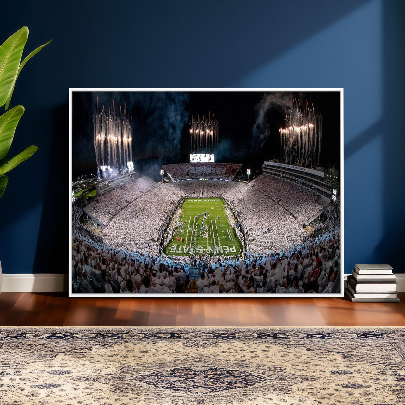 11391-MGV-CV-36X24 - Penn State Football Wall Art Canvas Print – Framed Stadium Game Day Sports Team Spirit Artwork for Home, Office