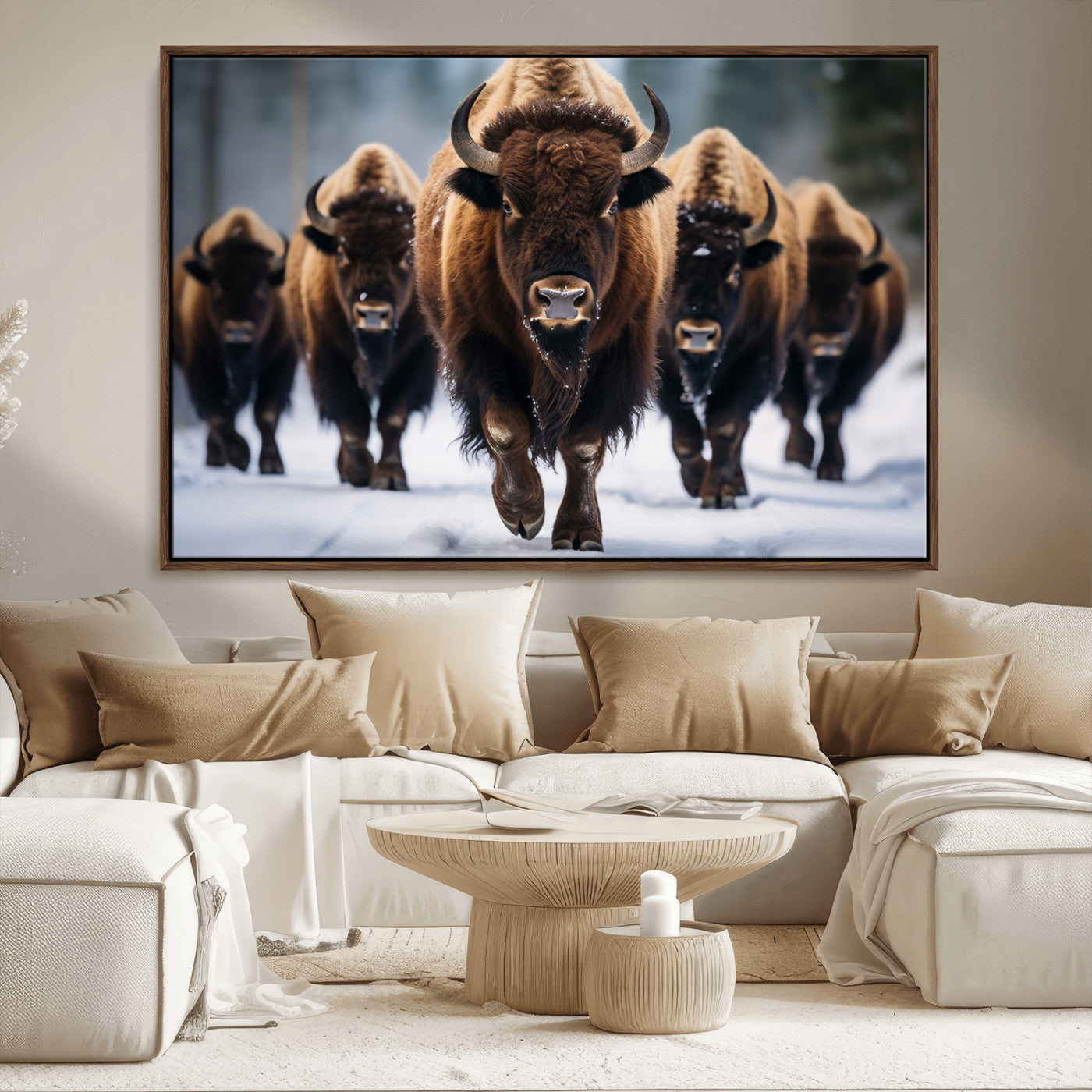 MGV-FC-36X24 - Buffalo Wall Art Canvas Print, American Bison Herd Wall Art Canvas Print - Bison Canvas Print