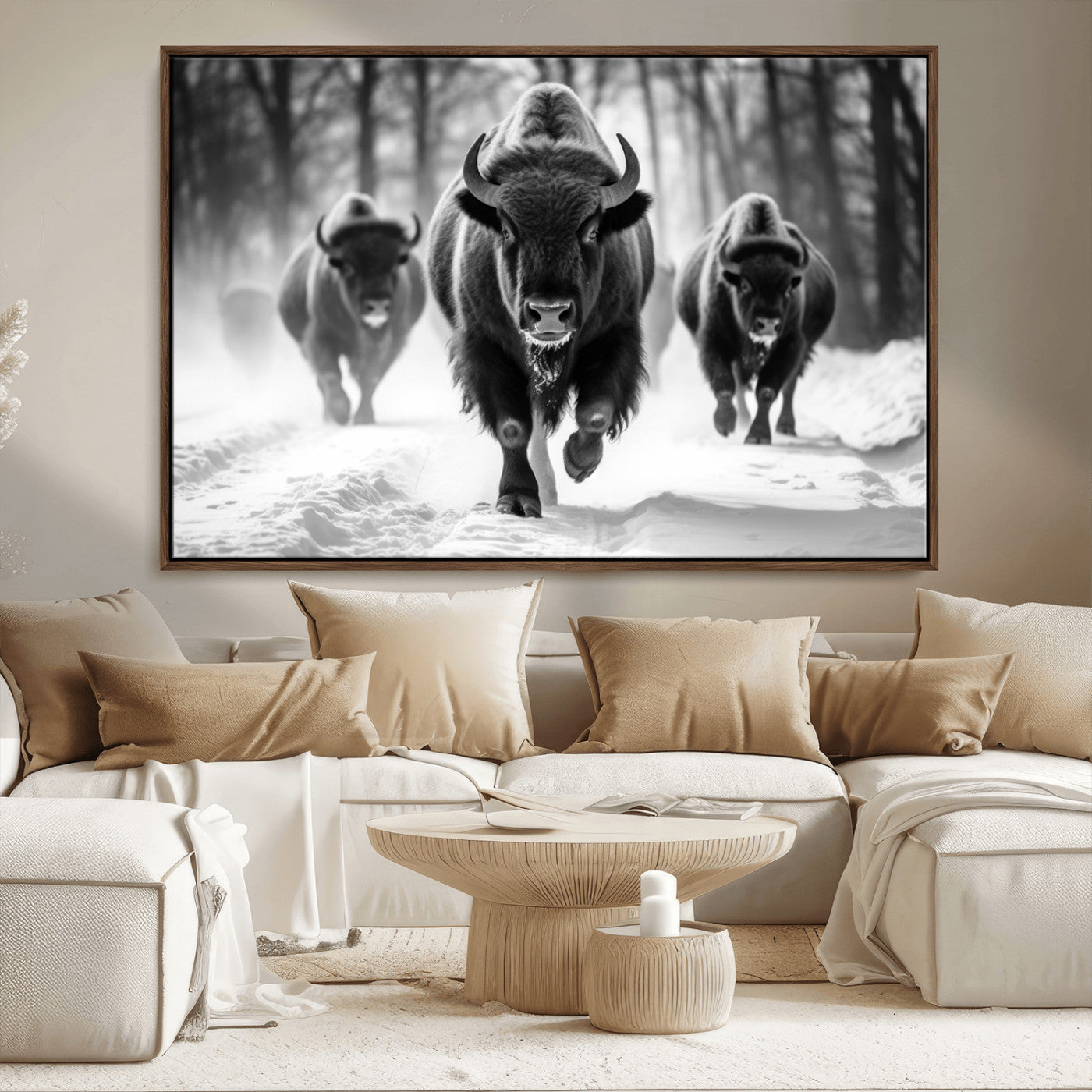 MGV-FC-36X24 - Buffalo Wall Art Canvas Print, Bison Family Wall Art Canvas Print