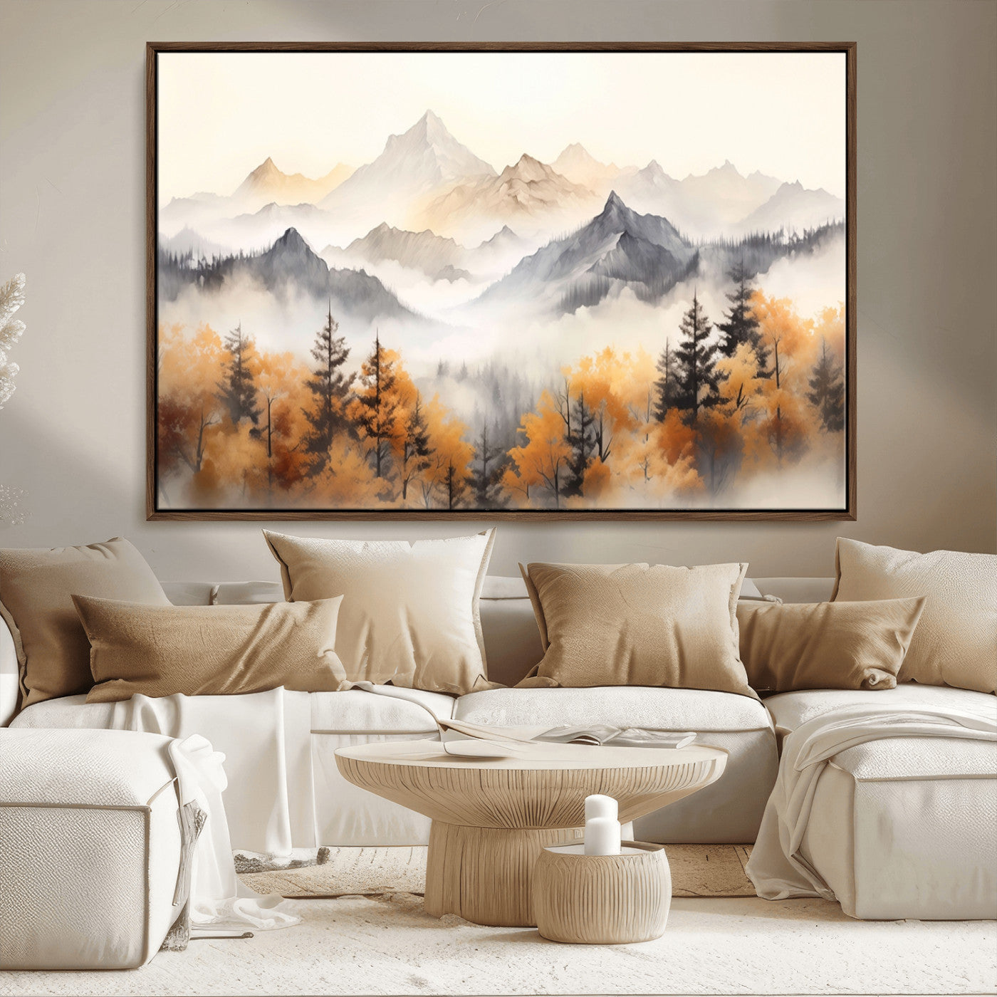 MGV-FC-36X24 - Abstract Mountain Wall Art | Misty Mountain Forest and Mountains Canvas Print for Living Room,