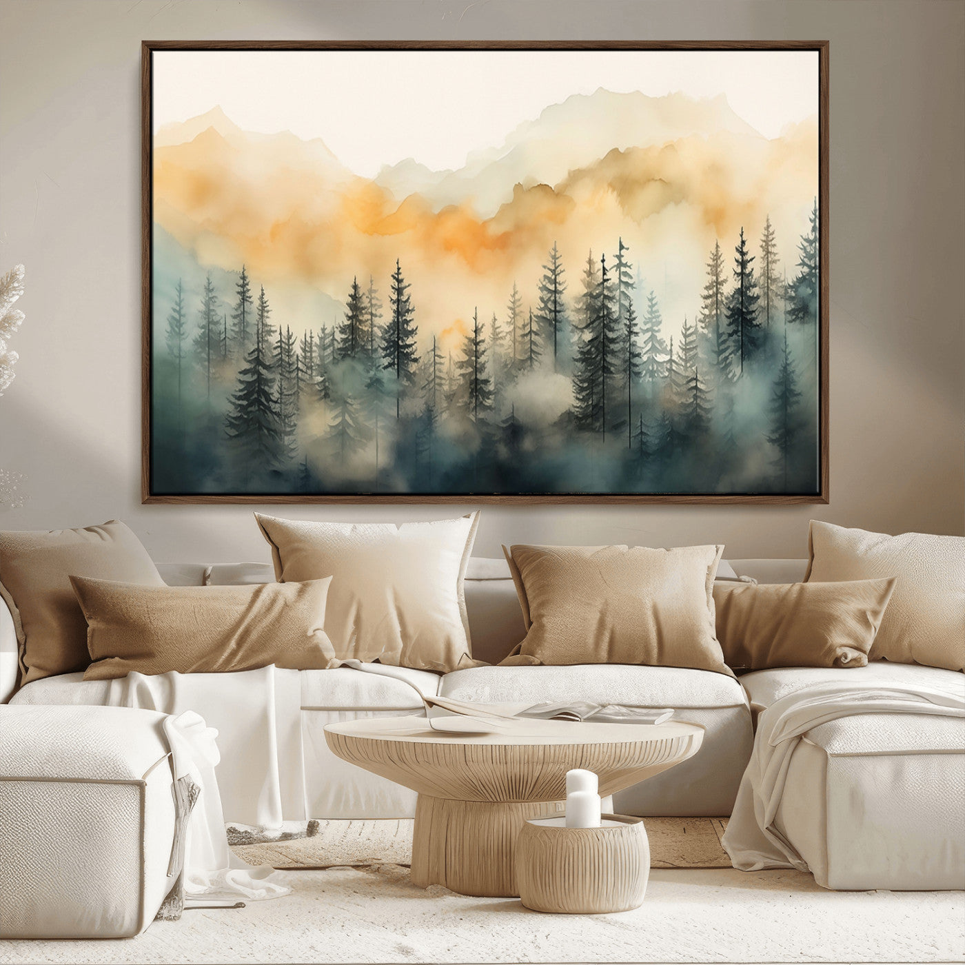 34155-MGV-FC-36X24_Walnut-Abstract Forest Print - Mountain Wall Art | Autumn Landscape Canvas Print for Living Room, Bedroom, or Office | Large Wall Art Decor