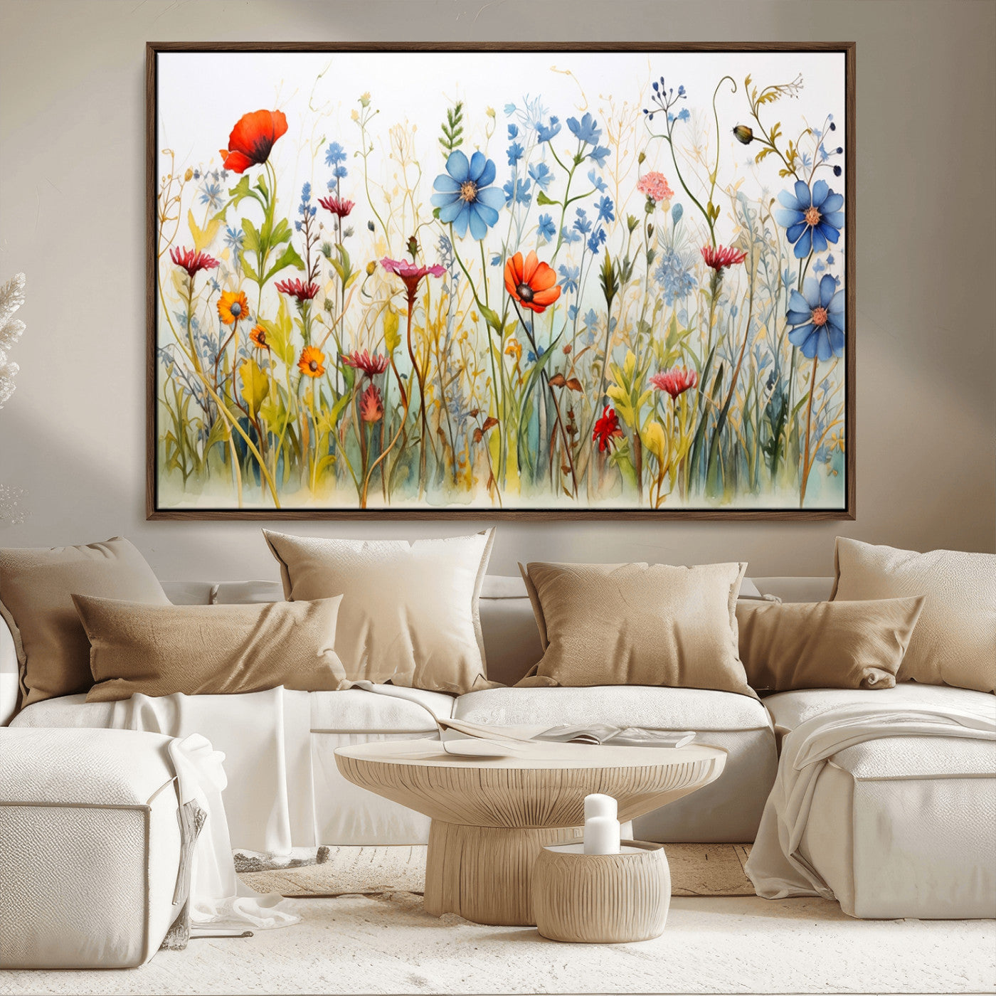 MGV-FC-36X24 - Colorful Wildflower Canvas Wall Art - Vibrant Floral Botanical Print, Bright Nature Decor for Living