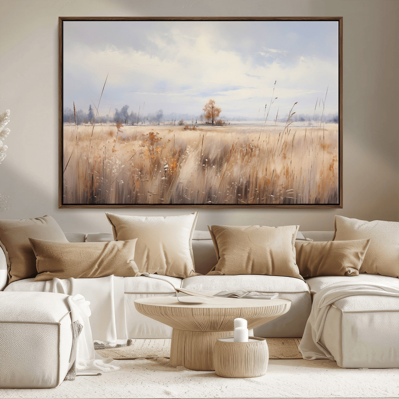 MGV-FC-36X24 - Golden Fields Wall Art Print Canvas – Serene Landscape of Nature’s Tranquility in Minimalist for
