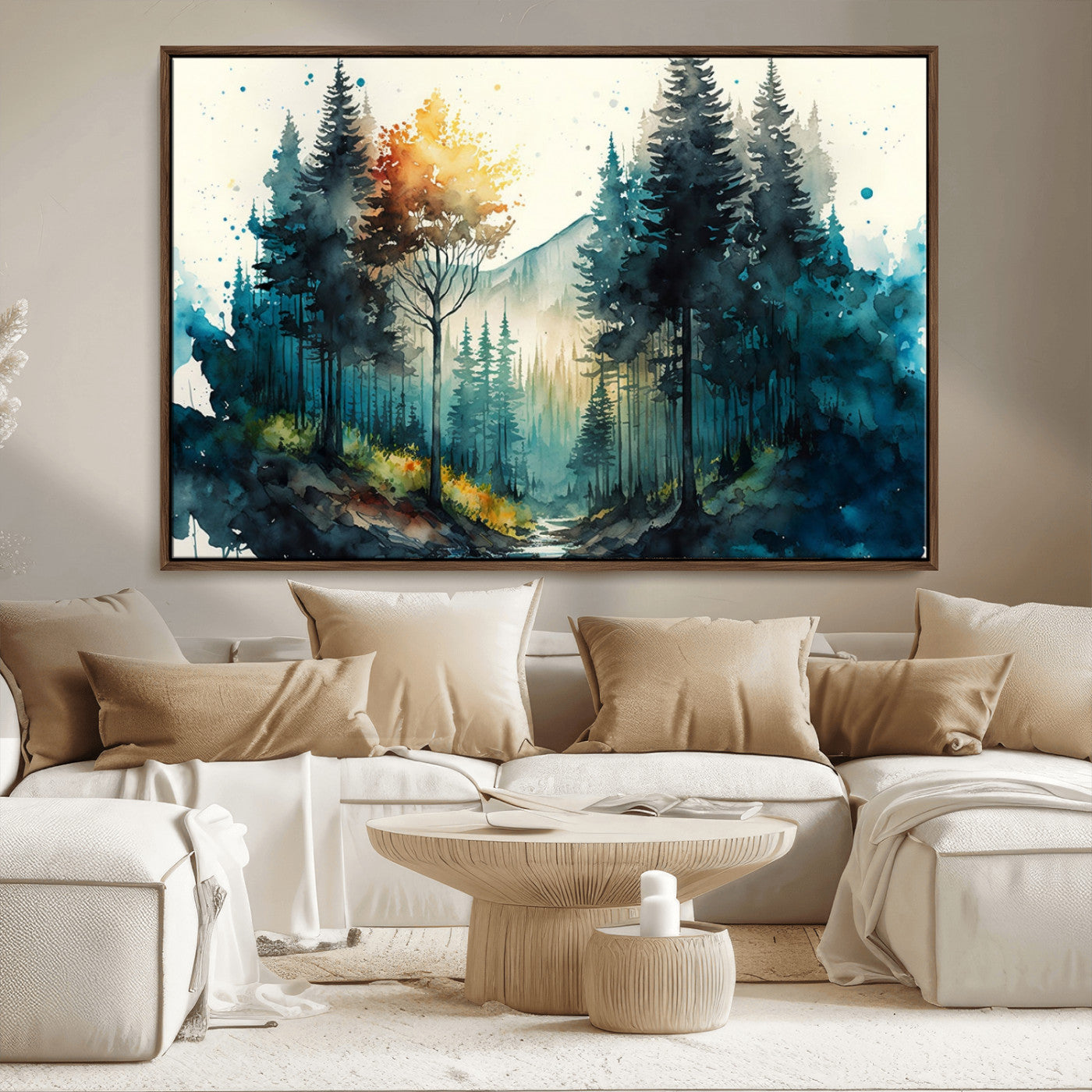 MGV-FC-36X24 - Watercolor Trees Forest Abstract Wall Art Canvas Print