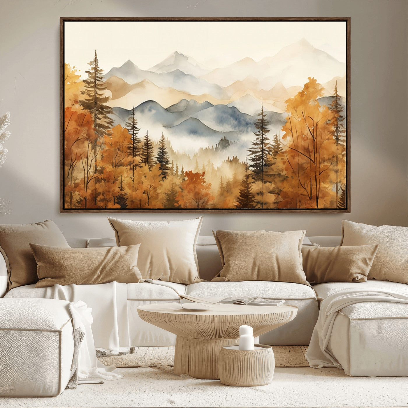 MGV-FC-36X24 - Golden Autumn Forest Wall Art | Mountain Landscape Canvas Print for Living Room or Bedroom | Large Wall Decor with Nature-Inspired Design
