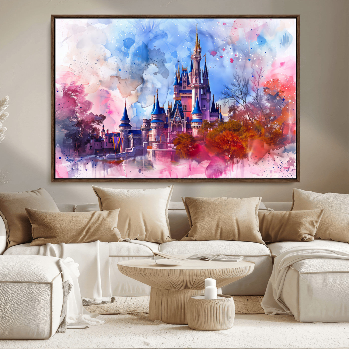 MGV-FC-36X24 - Disney Wall Art: Dreamy Watercolor Cinderella Castle Canvas Print