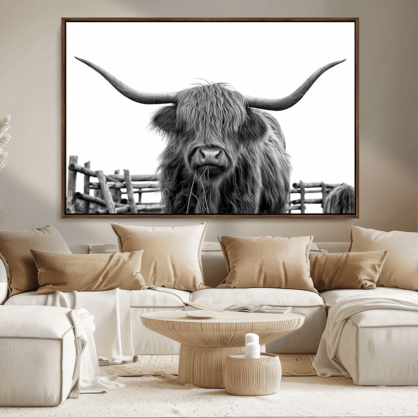 MGV-FC-36X24 - Longhorn Canvas Print, Bighorn Cow Wall Art Canvas Print