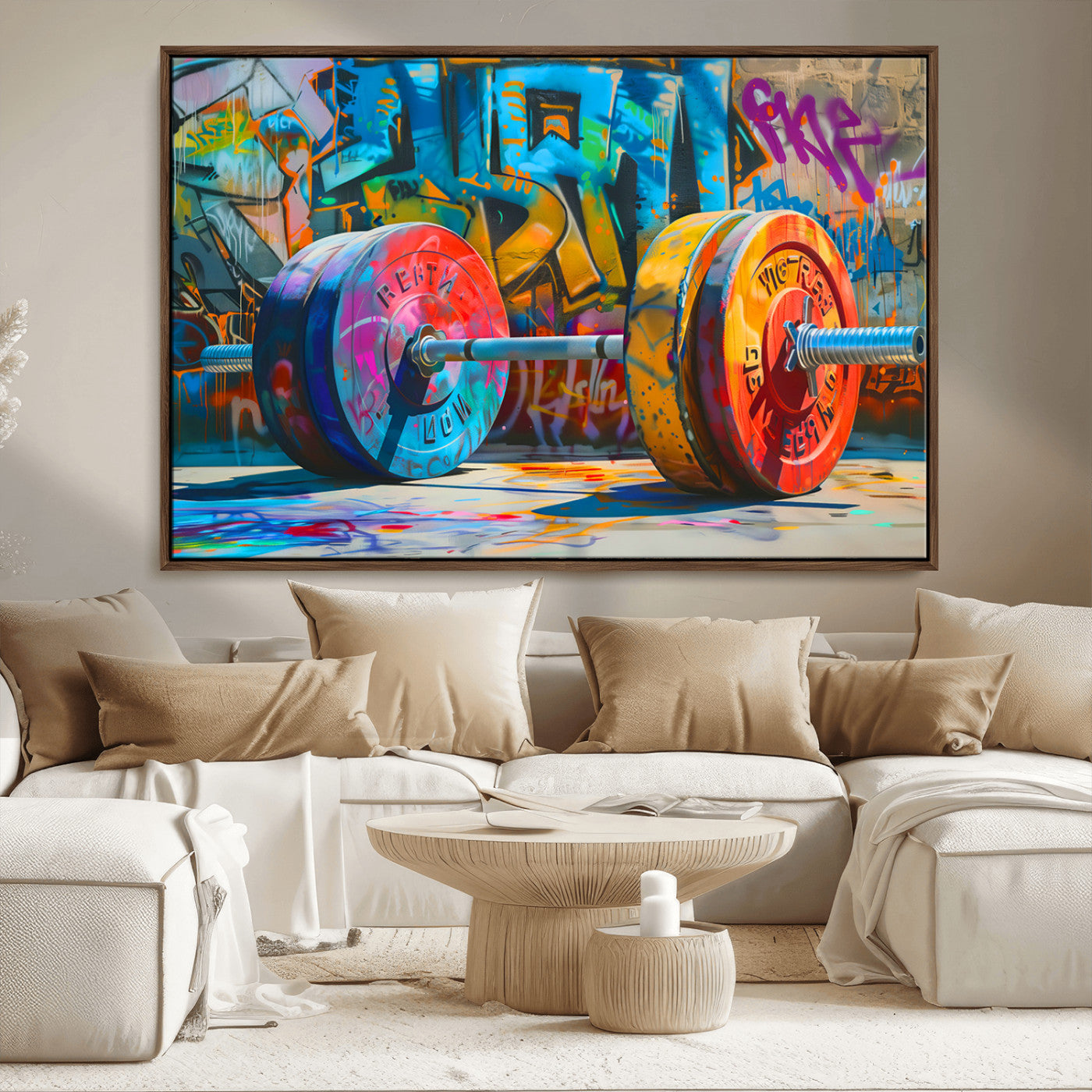 MGV-FC-36X24 - Fitness Gym Barbell Graffiti Wall Art Canvas Print