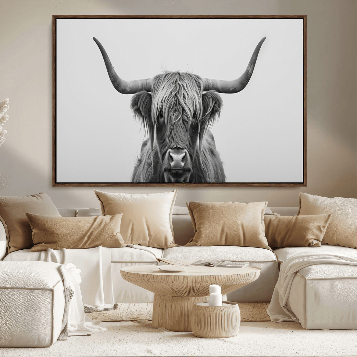 MGV-FC-36X24 - Farmhouse Longhorn Wall Art Canvas Print, Longhorn Texas Wall Art Canvas Print