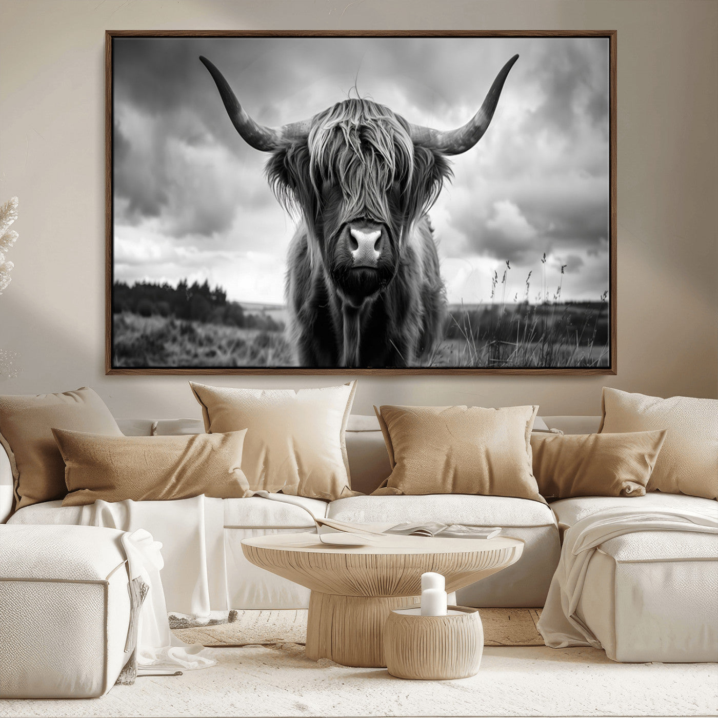 MGV-FC-36X24 - Scottish Cow Wall Art Canvas Print | Longhorn Wall Art | Bighorn Animal Wall Art