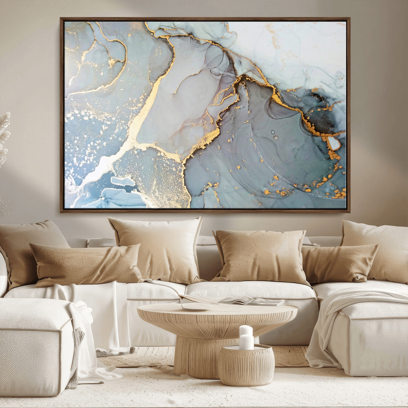 -Large Abstract Marble Wall Art Canvas Print for Living Room and Farmhouse Decor