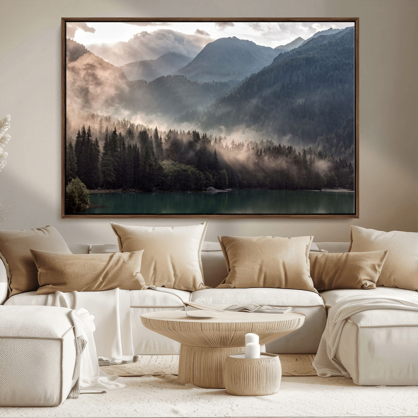 MGV-FC-36X24 - Foggy Mountain Canvas Print Forest Wall Art