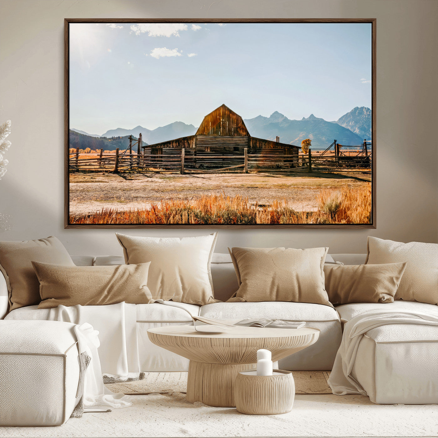 MGV-FC-36X24 - Vintage Old Barn Field Wall Art Canvas Print for Farmhouse Decor - Rustic Barn Wall Art Canvas Print