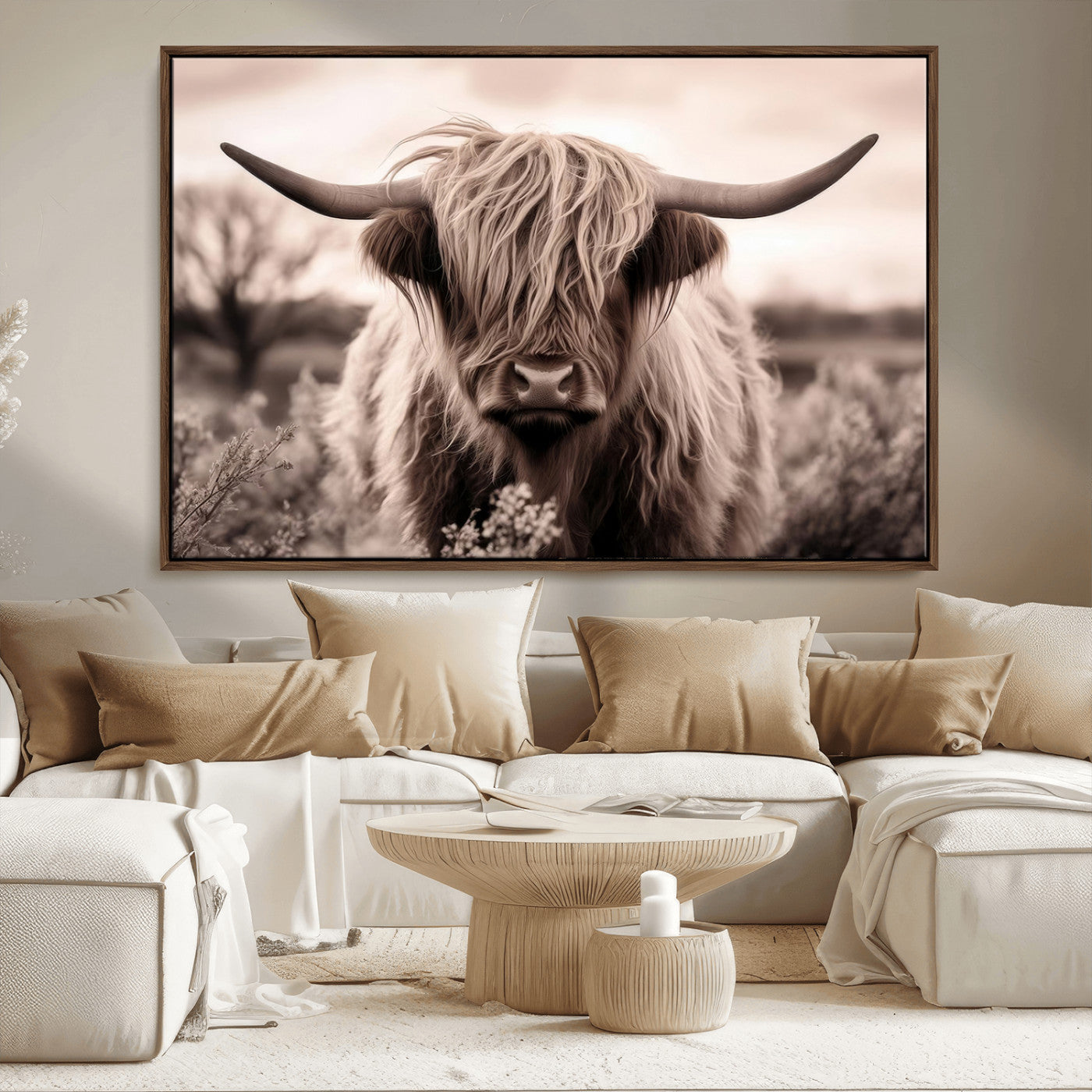 MGV-FC-36X24 - Scottish Cow Longhorn Wall Art Canvas Print