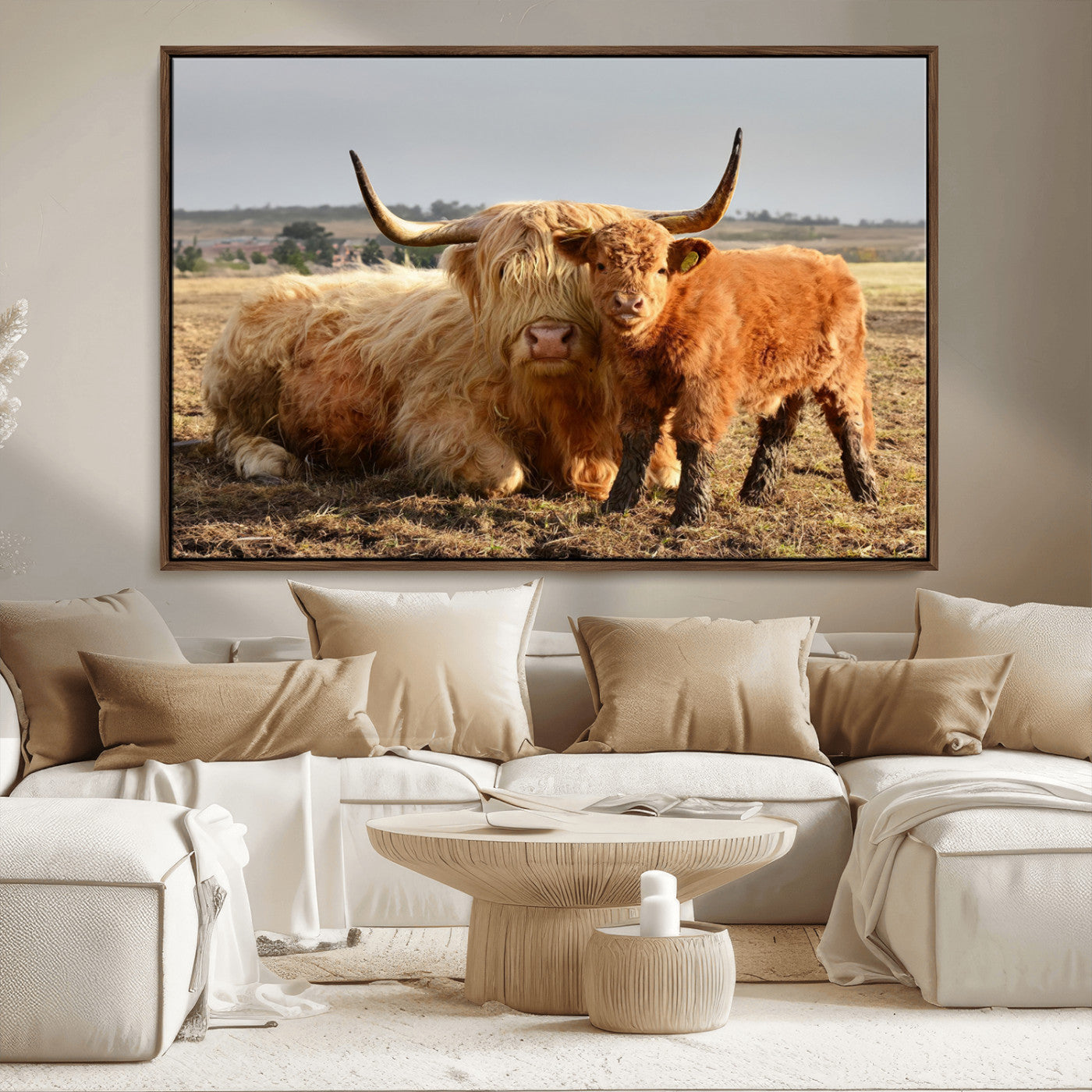 MGV-FC-36X24 - Highland Cow Canvas Wall Art Animal Print for Farm House Decor