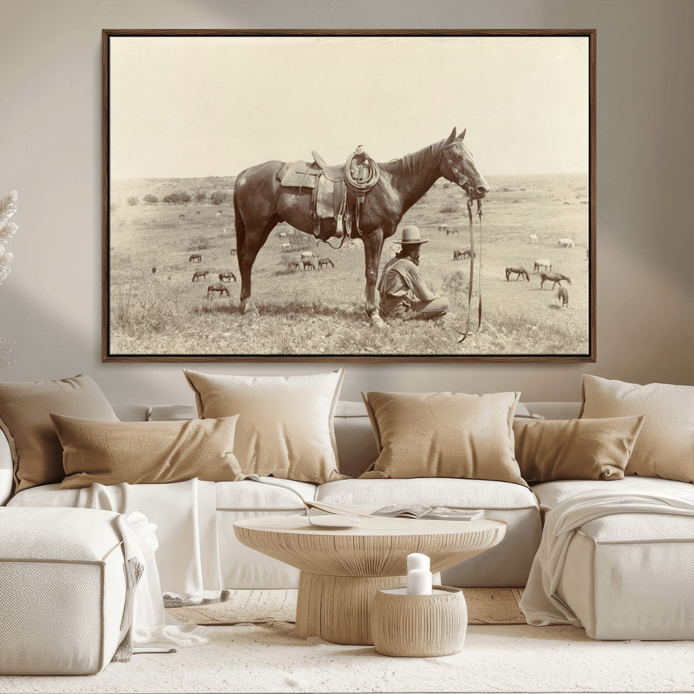 MGV-FC-36X24 - Cowboy Wall Art - Western Horse Canvas Print - Vintage Western Wall Art Canvas Print, Ready to Hang